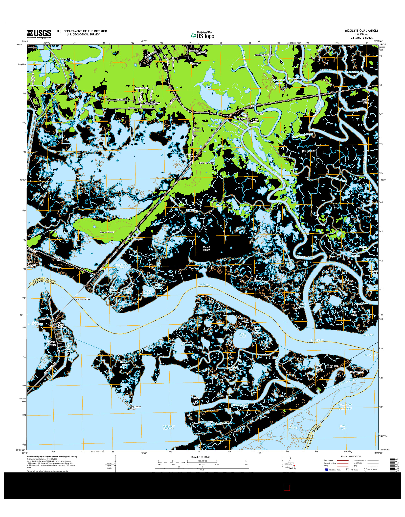 USGS US TOPO 7.5-MINUTE MAP FOR RIGOLETS, LA 2015