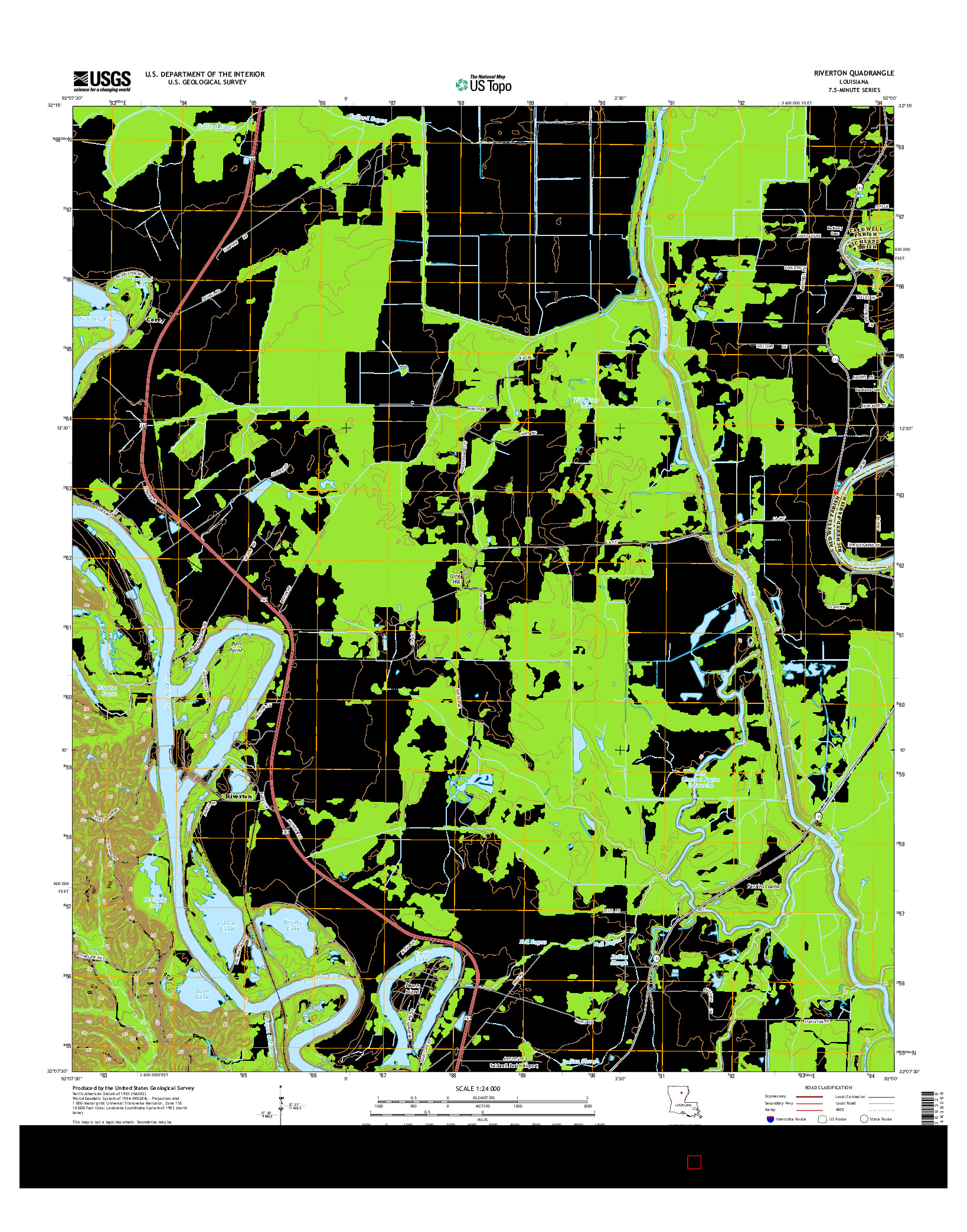 USGS US TOPO 7.5-MINUTE MAP FOR RIVERTON, LA 2015