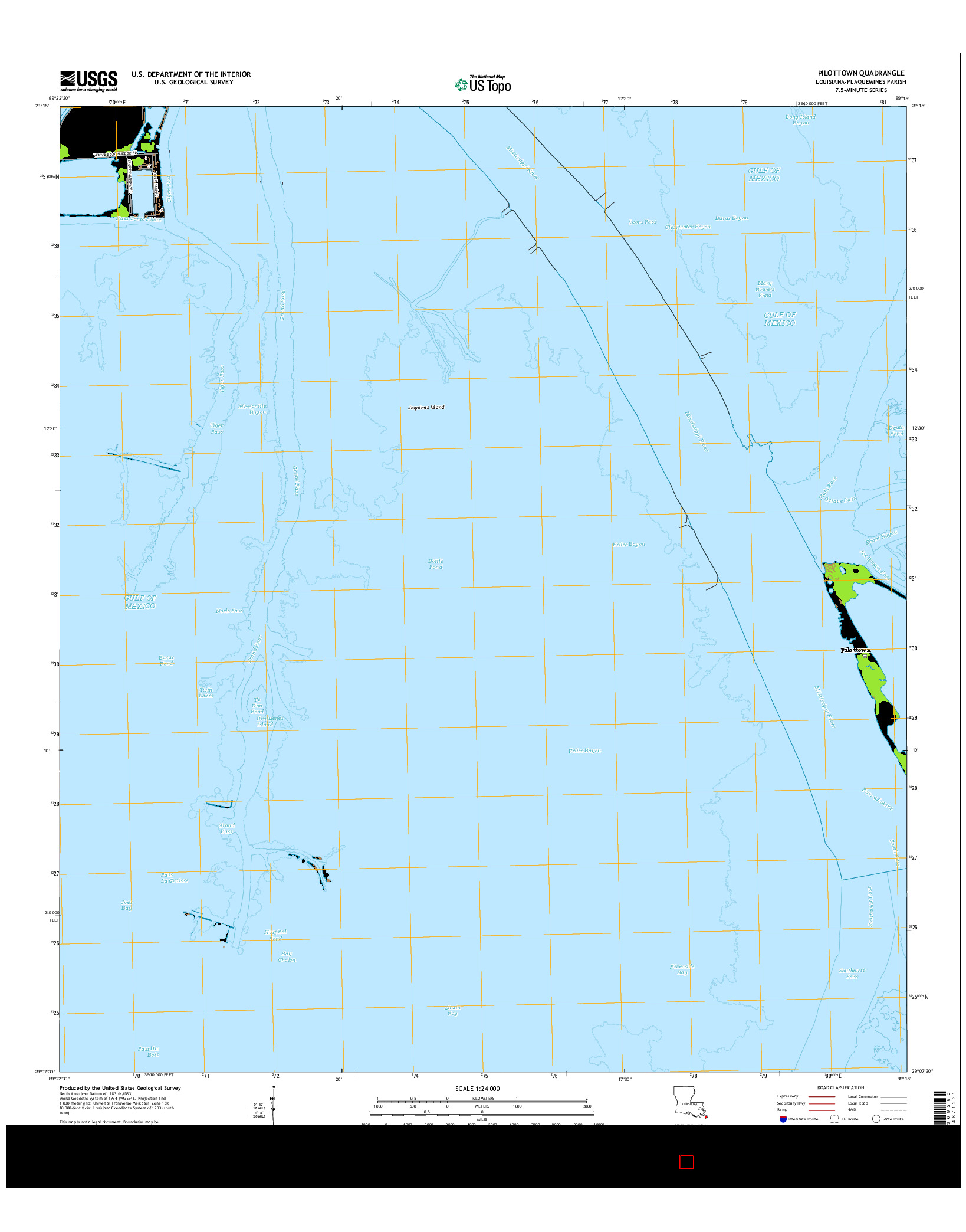 USGS US TOPO 7.5-MINUTE MAP FOR PILOTTOWN, LA 2015