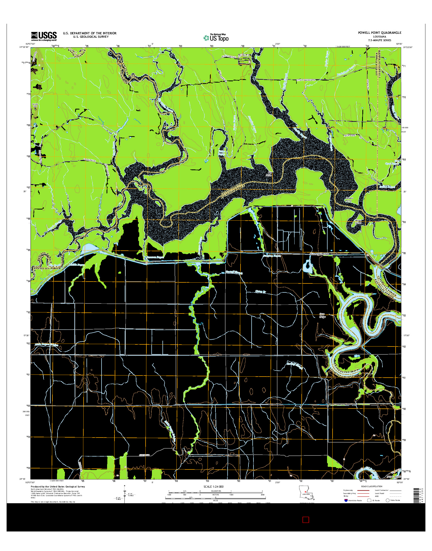 USGS US TOPO 7.5-MINUTE MAP FOR POWELL POINT, LA 2015
