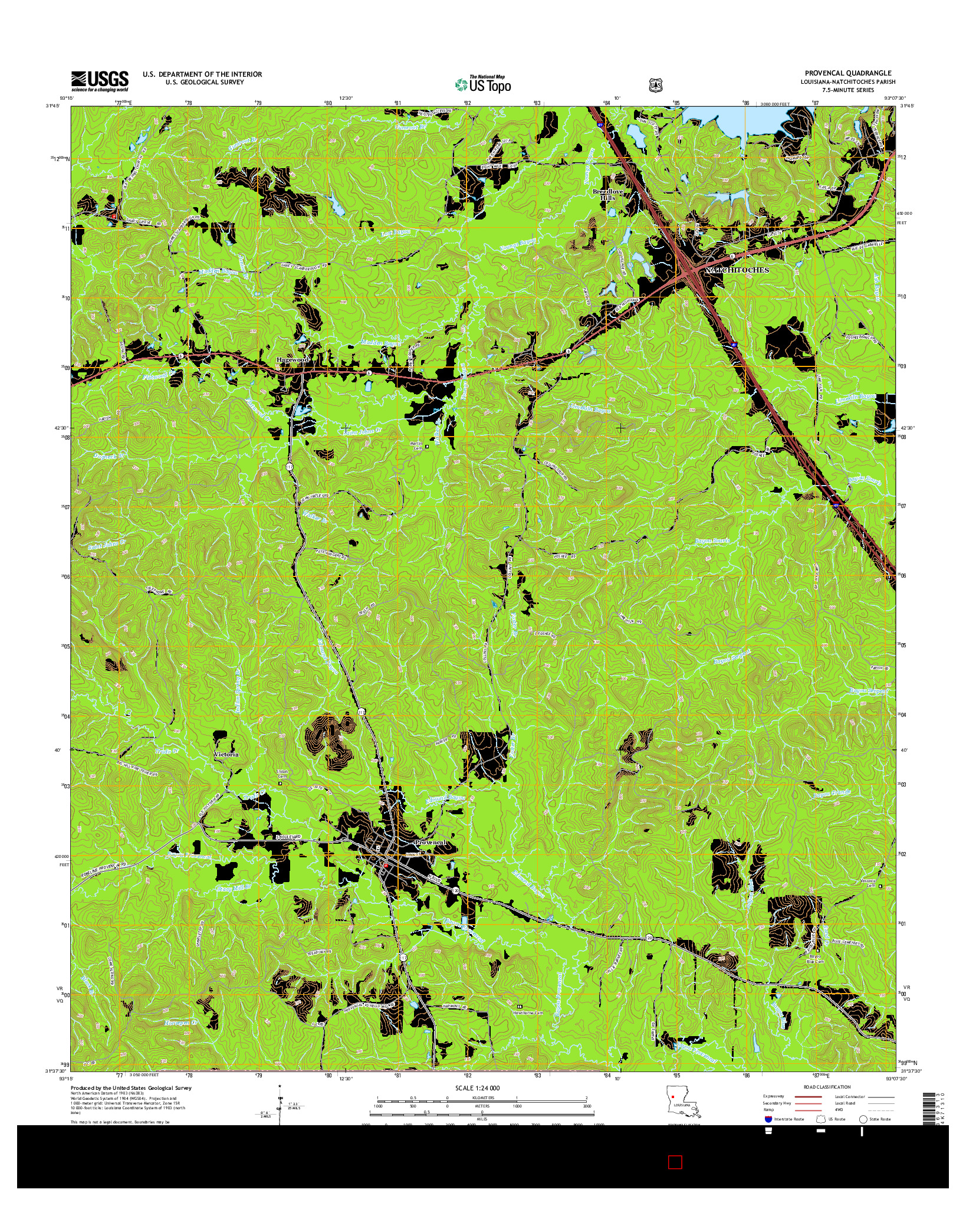 USGS US TOPO 7.5-MINUTE MAP FOR PROVENCAL, LA 2015