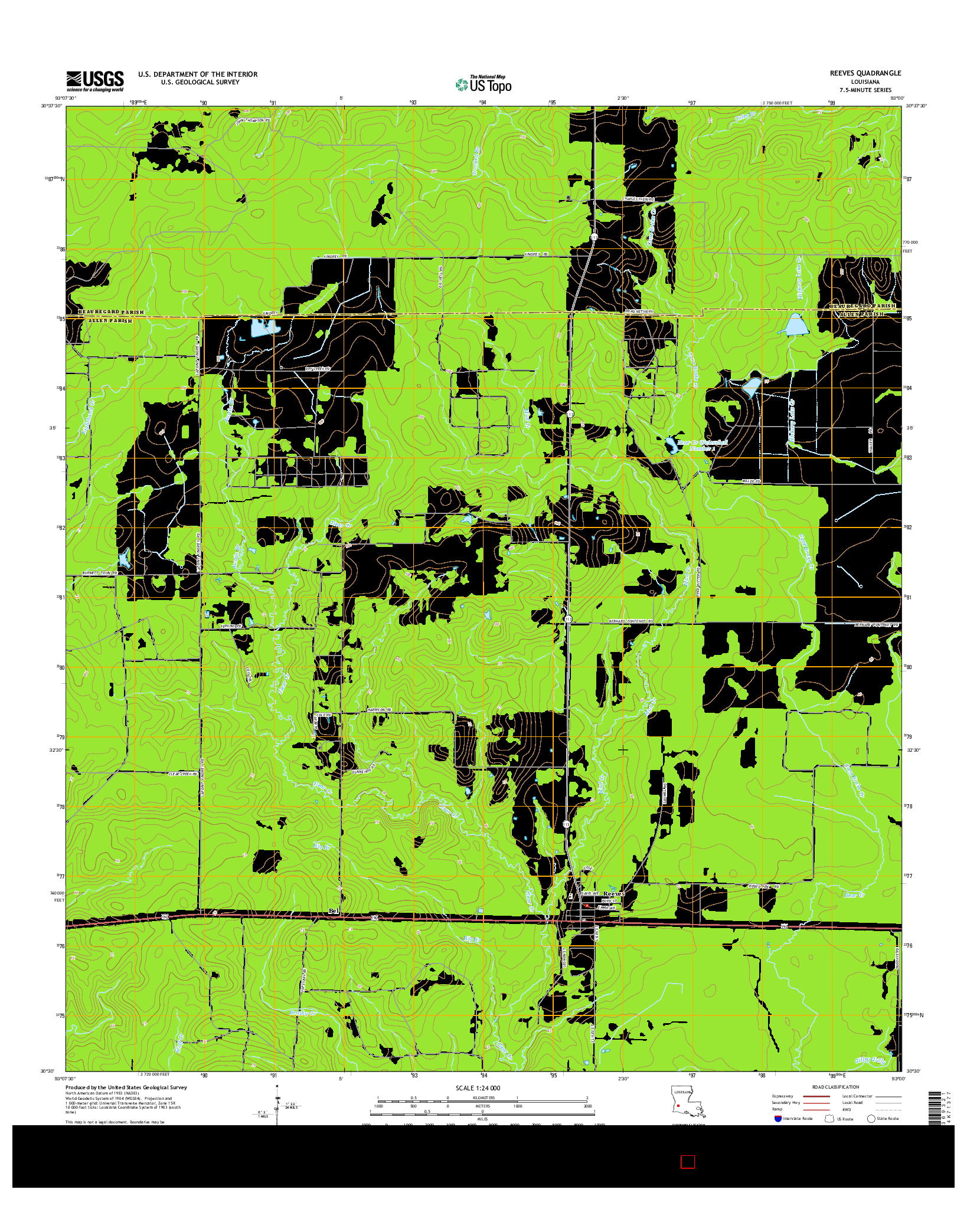 USGS US TOPO 7.5-MINUTE MAP FOR REEVES, LA 2015