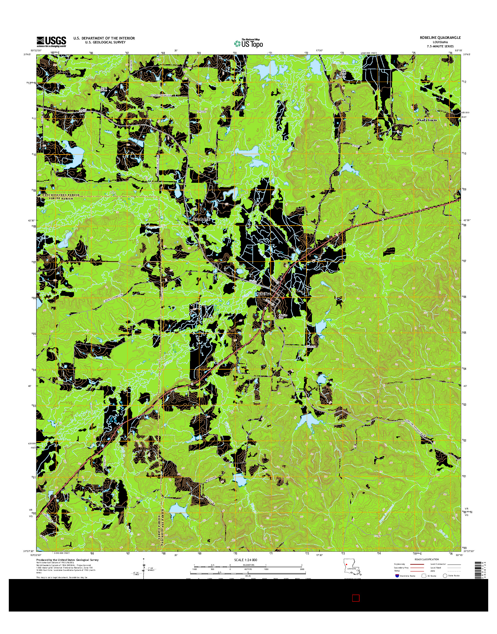 USGS US TOPO 7.5-MINUTE MAP FOR ROBELINE, LA 2015