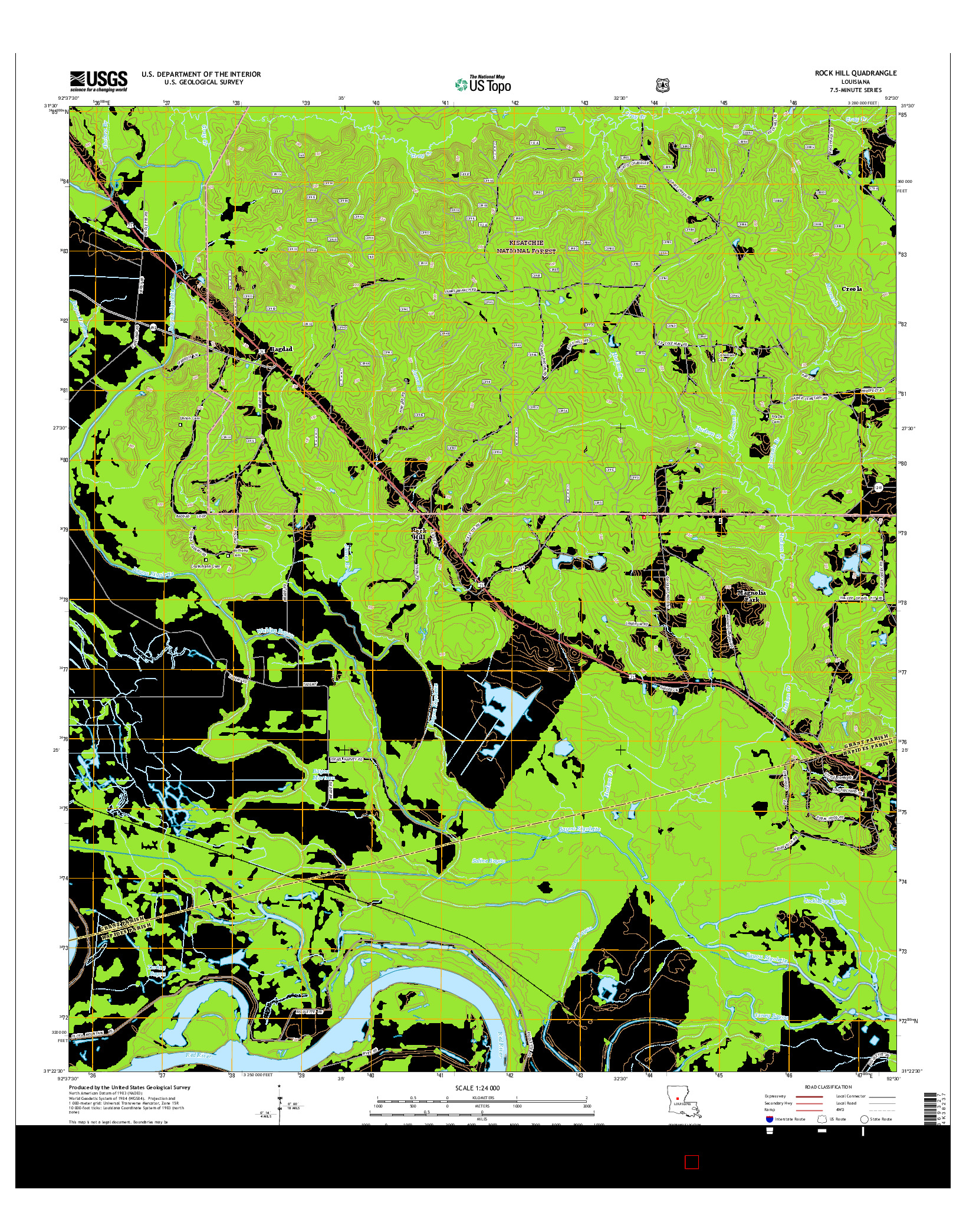 USGS US TOPO 7.5-MINUTE MAP FOR ROCK HILL, LA 2015