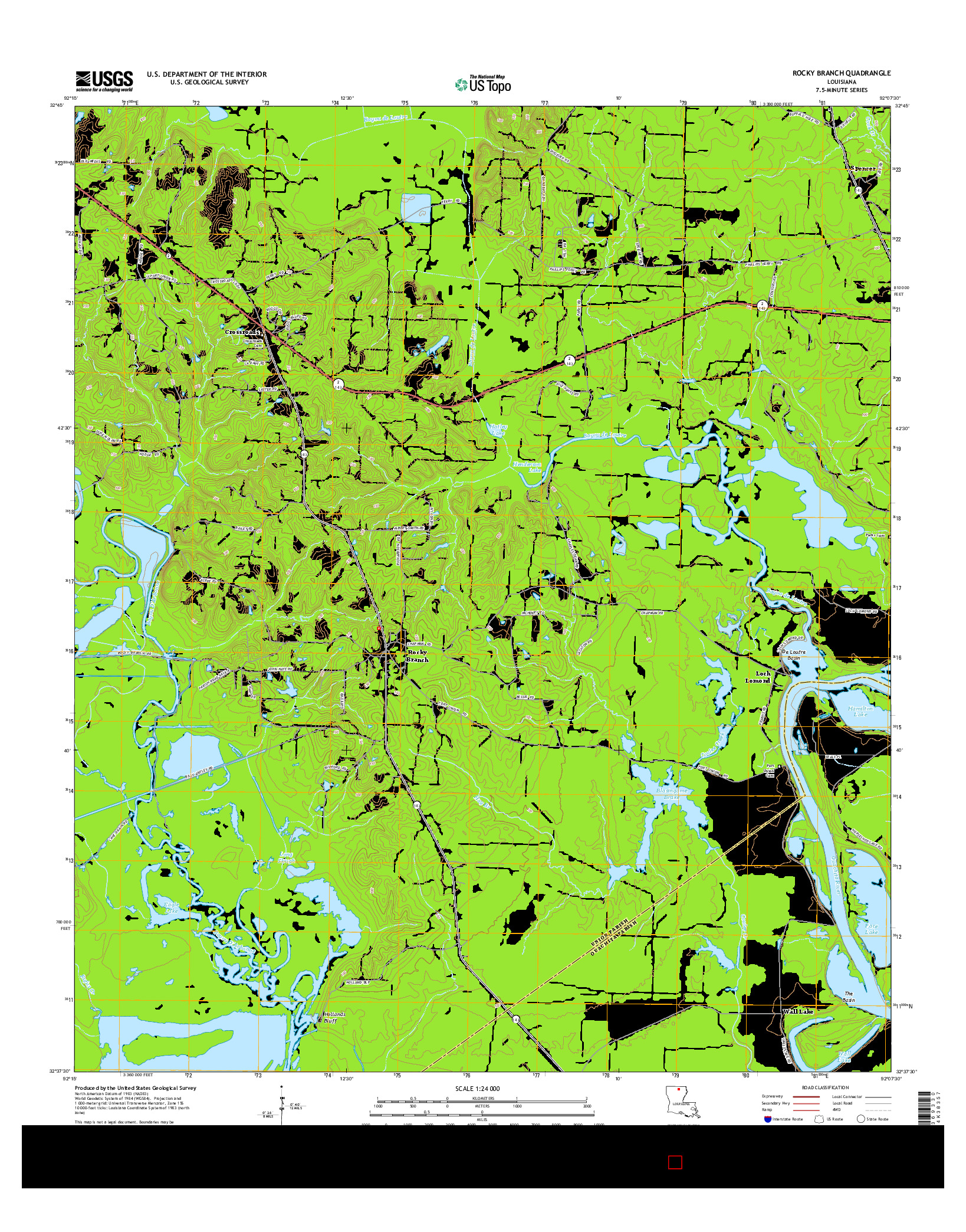 USGS US TOPO 7.5-MINUTE MAP FOR ROCKY BRANCH, LA 2015