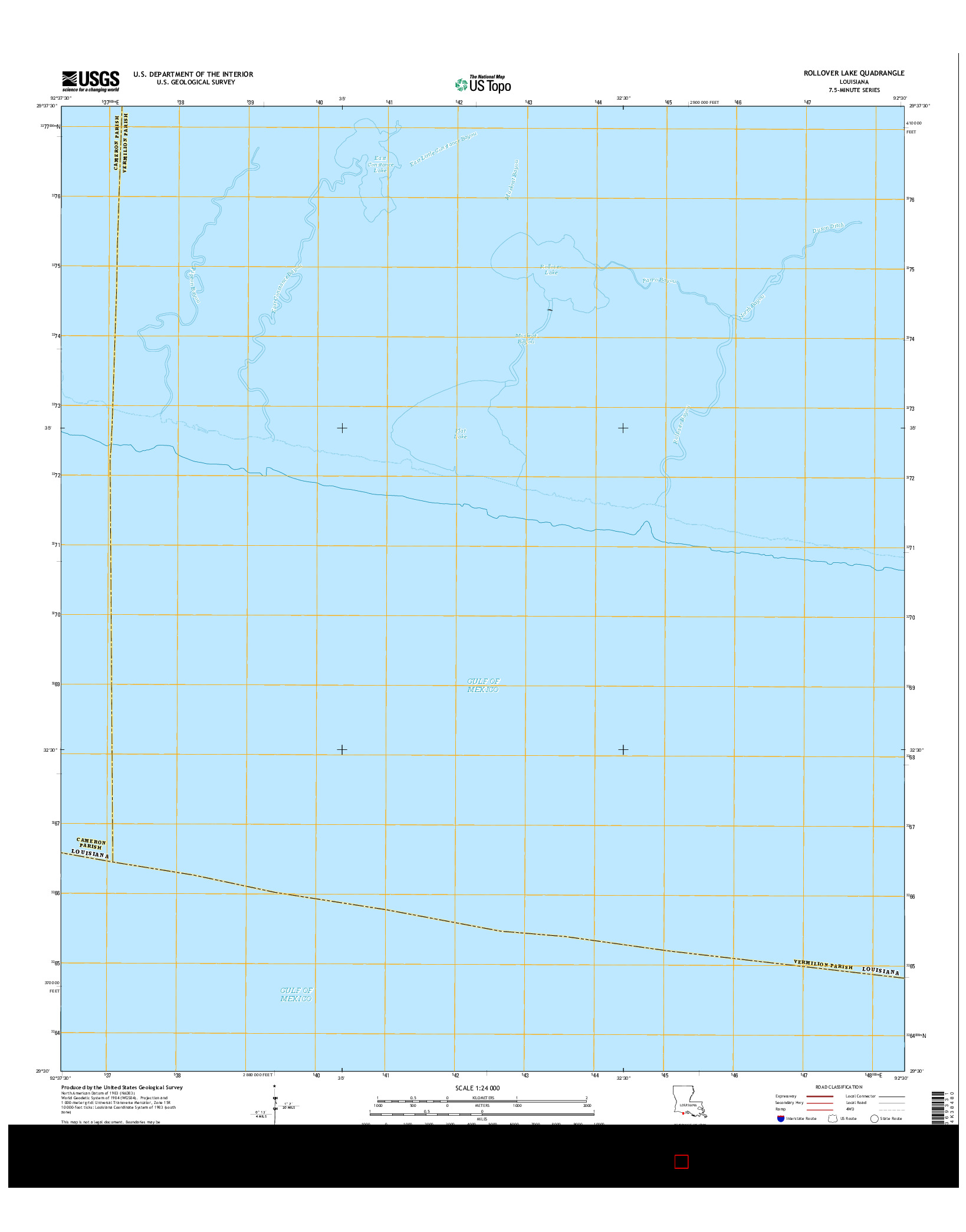 USGS US TOPO 7.5-MINUTE MAP FOR ROLLOVER LAKE, LA 2015