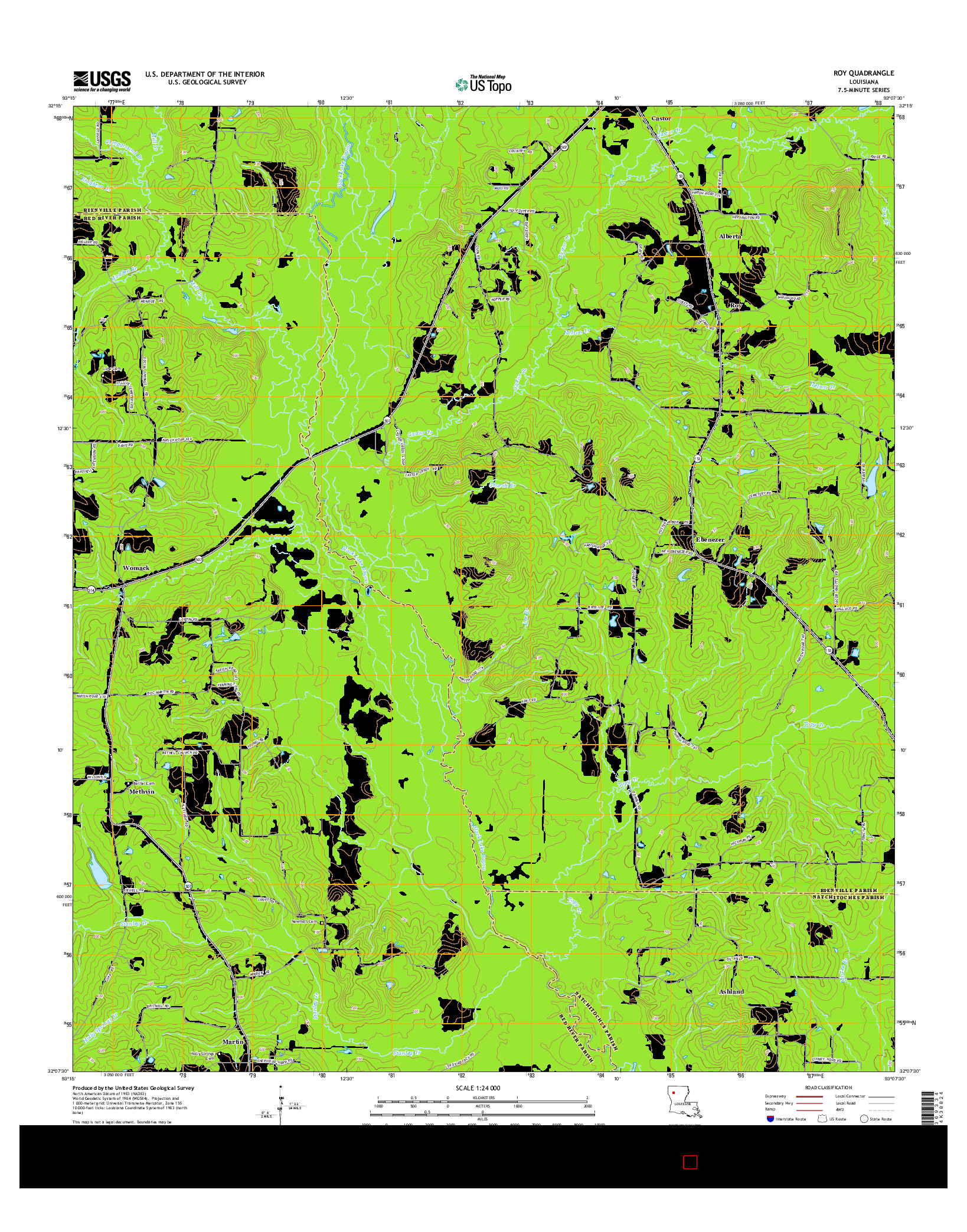 USGS US TOPO 7.5-MINUTE MAP FOR ROY, LA 2015