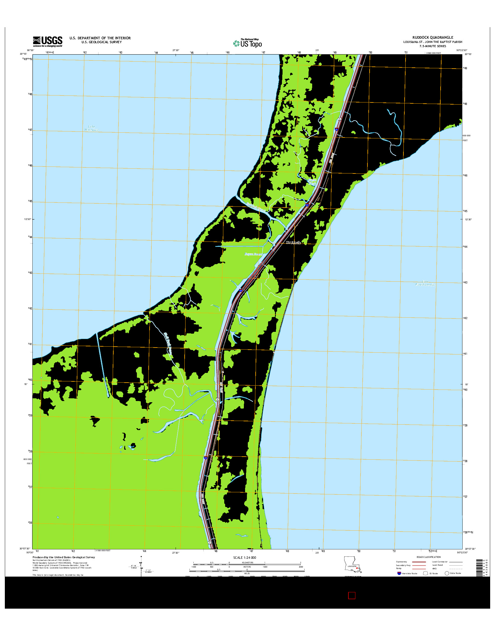 USGS US TOPO 7.5-MINUTE MAP FOR RUDDOCK, LA 2015