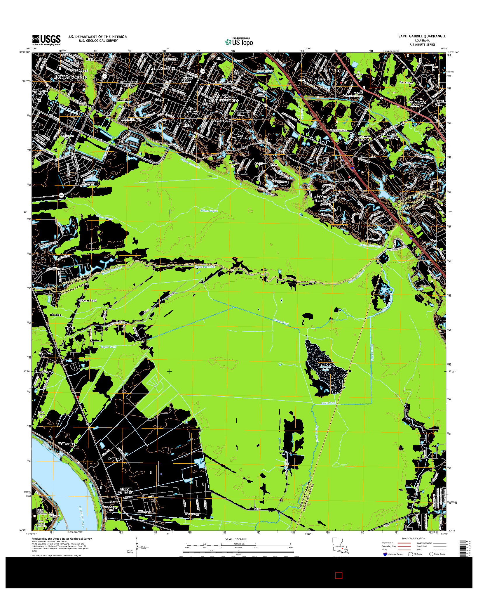 USGS US TOPO 7.5-MINUTE MAP FOR SAINT GABRIEL, LA 2015
