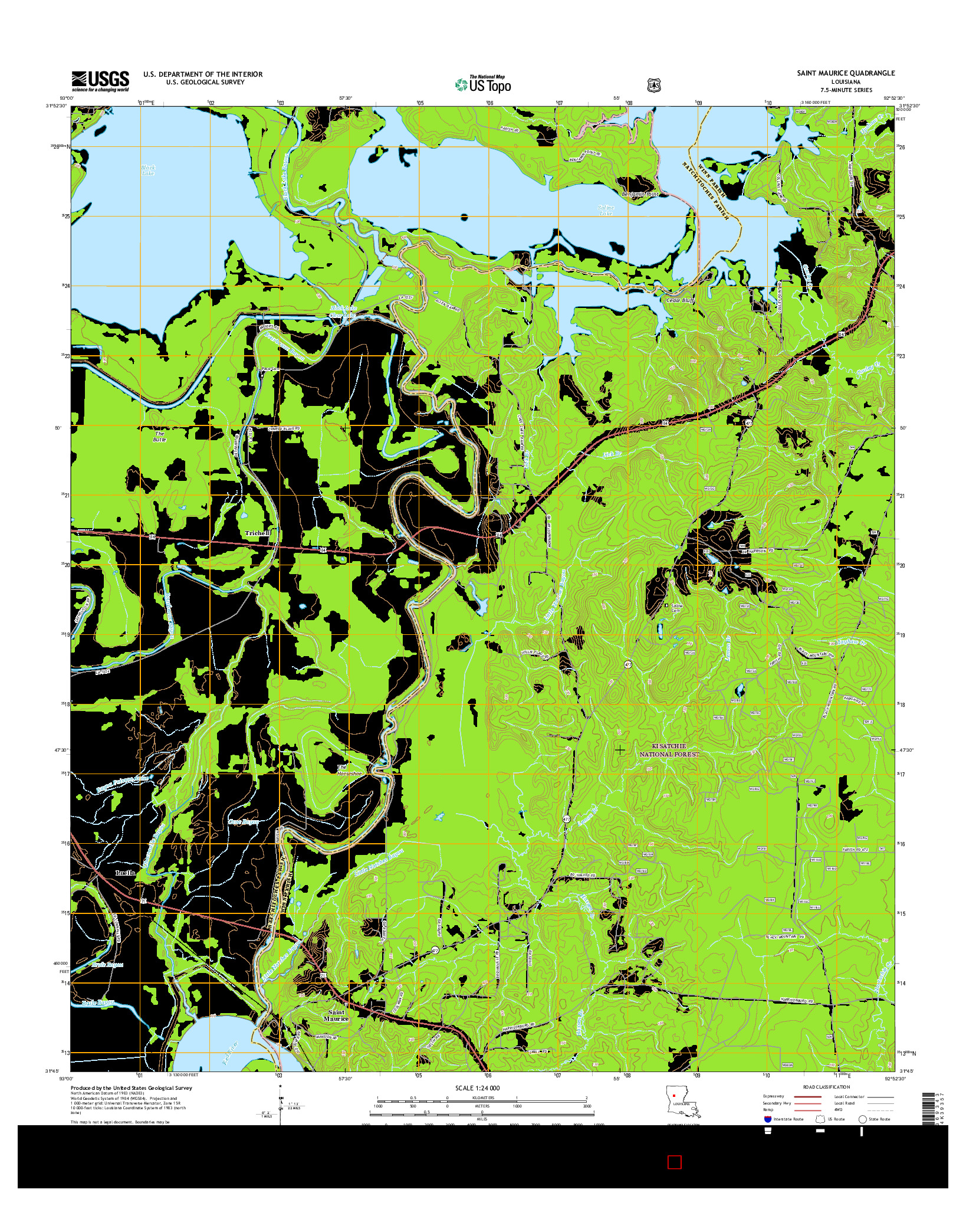 USGS US TOPO 7.5-MINUTE MAP FOR SAINT MAURICE, LA 2015