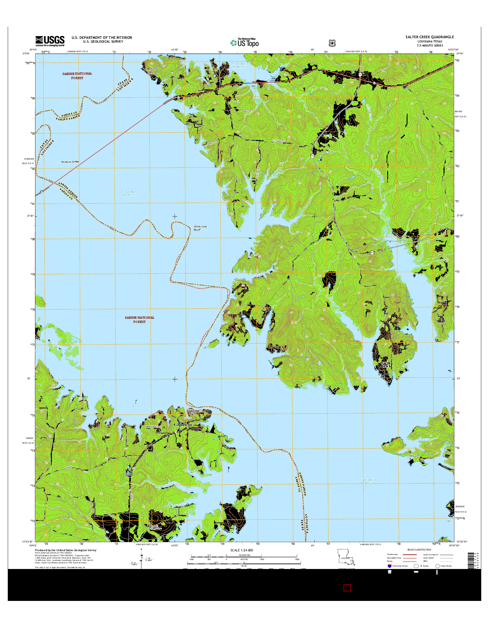 USGS US TOPO 7.5-MINUTE MAP FOR SALTER CREEK, LA-TX 2015