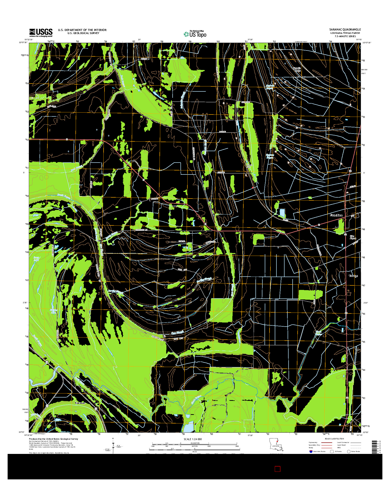 USGS US TOPO 7.5-MINUTE MAP FOR SARANAC, LA 2015