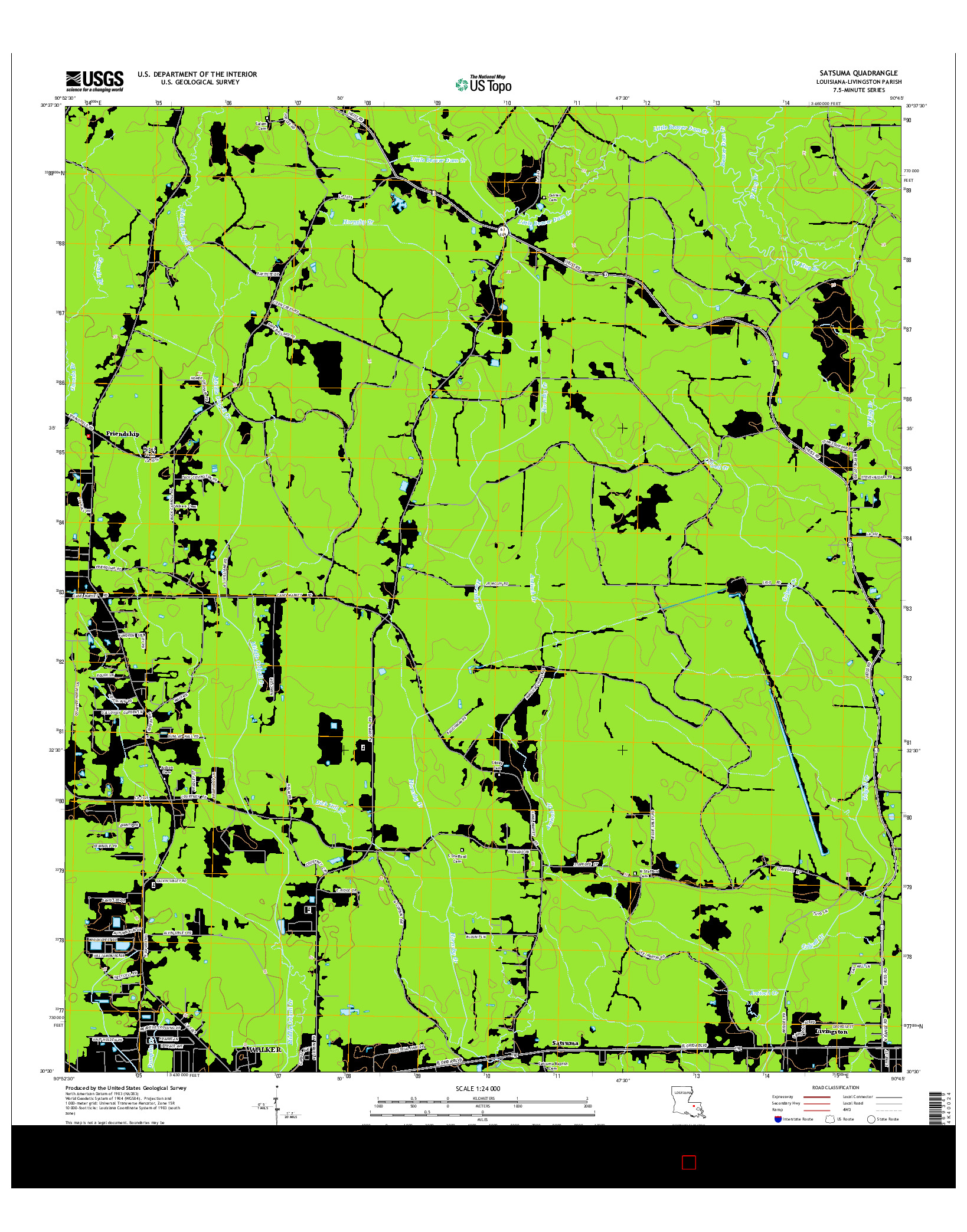 USGS US TOPO 7.5-MINUTE MAP FOR SATSUMA, LA 2015