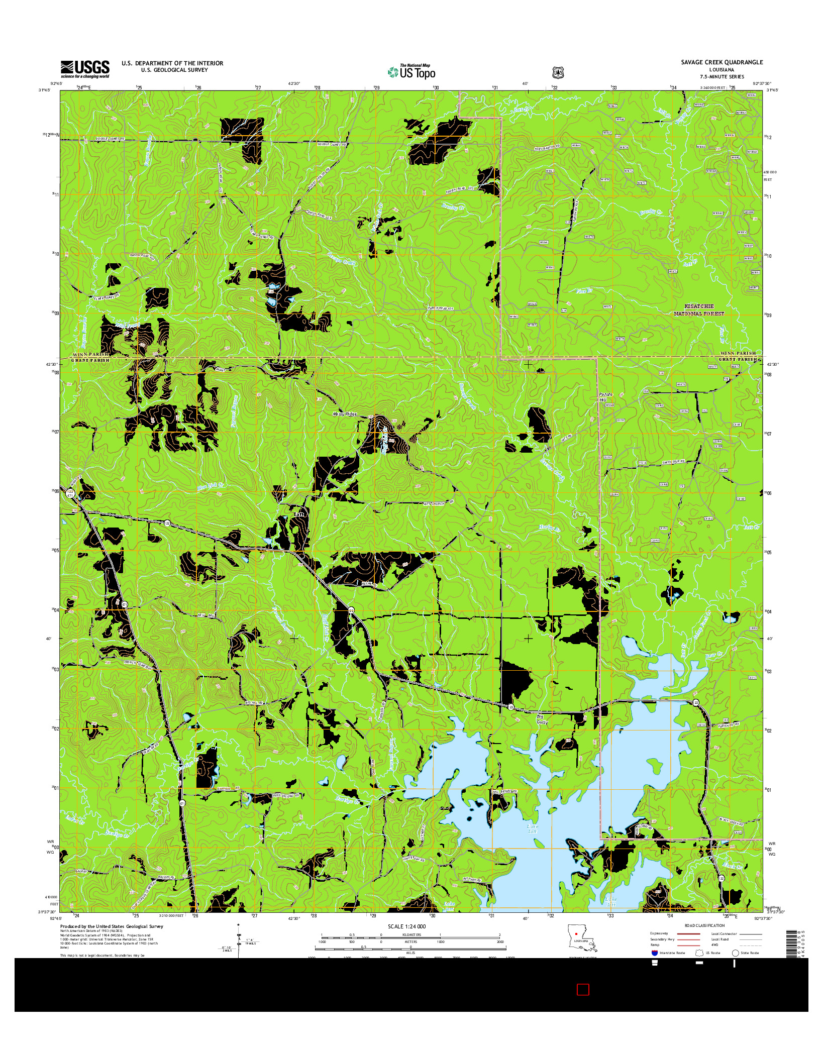USGS US TOPO 7.5-MINUTE MAP FOR SAVAGE CREEK, LA 2015