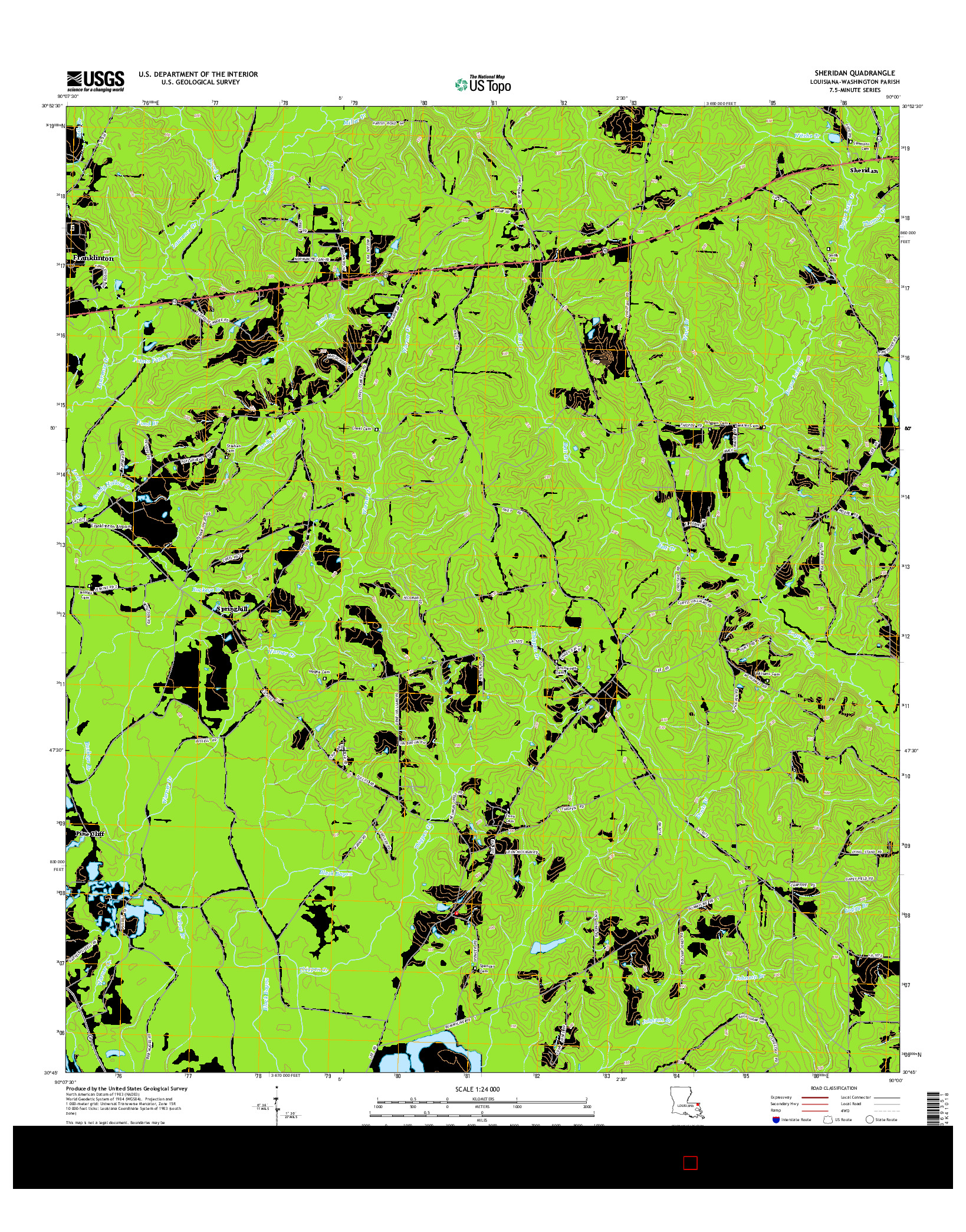 USGS US TOPO 7.5-MINUTE MAP FOR SHERIDAN, LA 2015