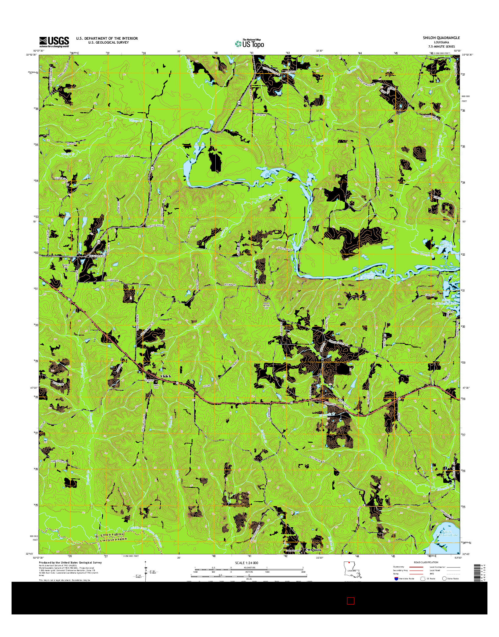 USGS US TOPO 7.5-MINUTE MAP FOR SHILOH, LA 2015