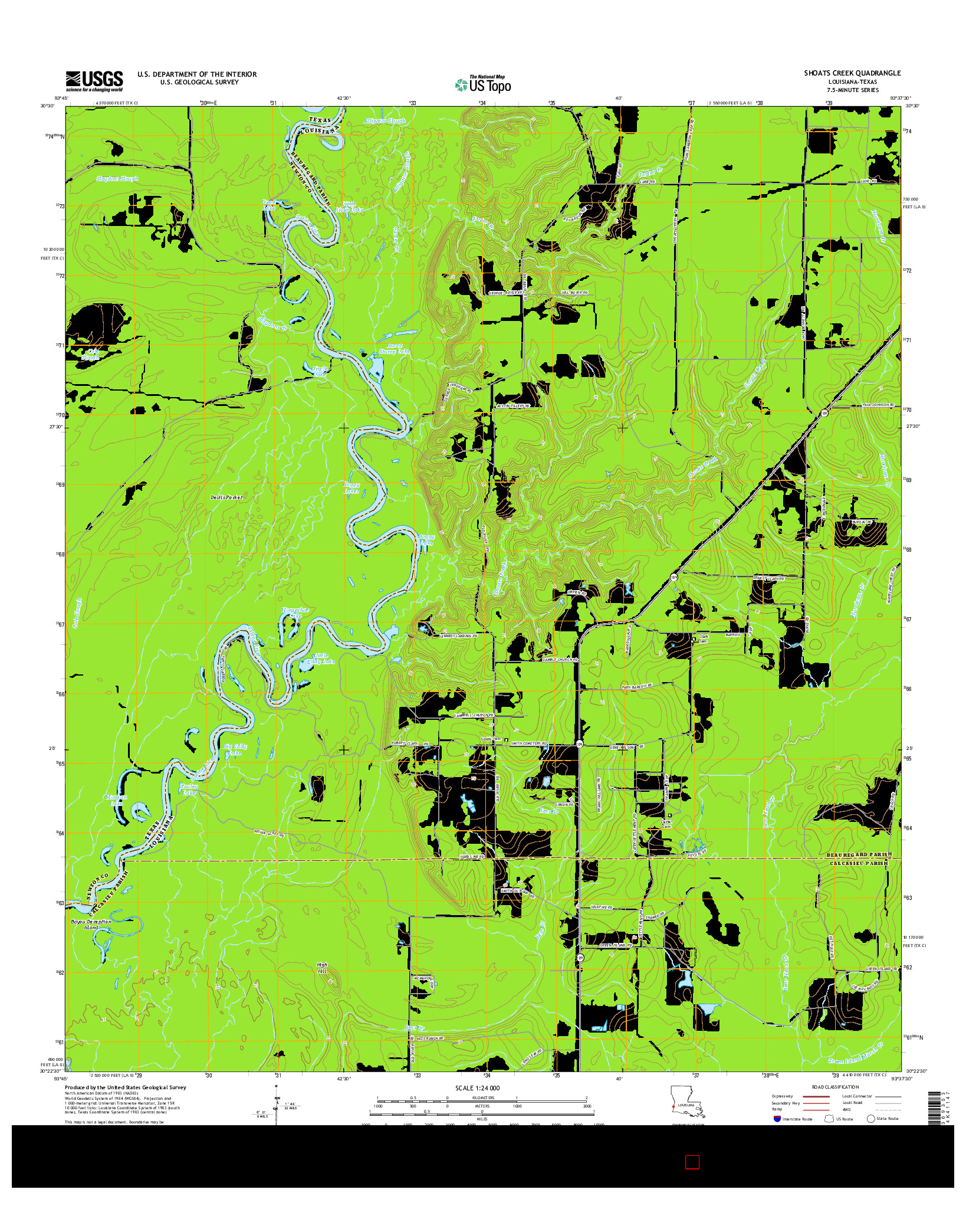 USGS US TOPO 7.5-MINUTE MAP FOR SHOATS CREEK, LA-TX 2015