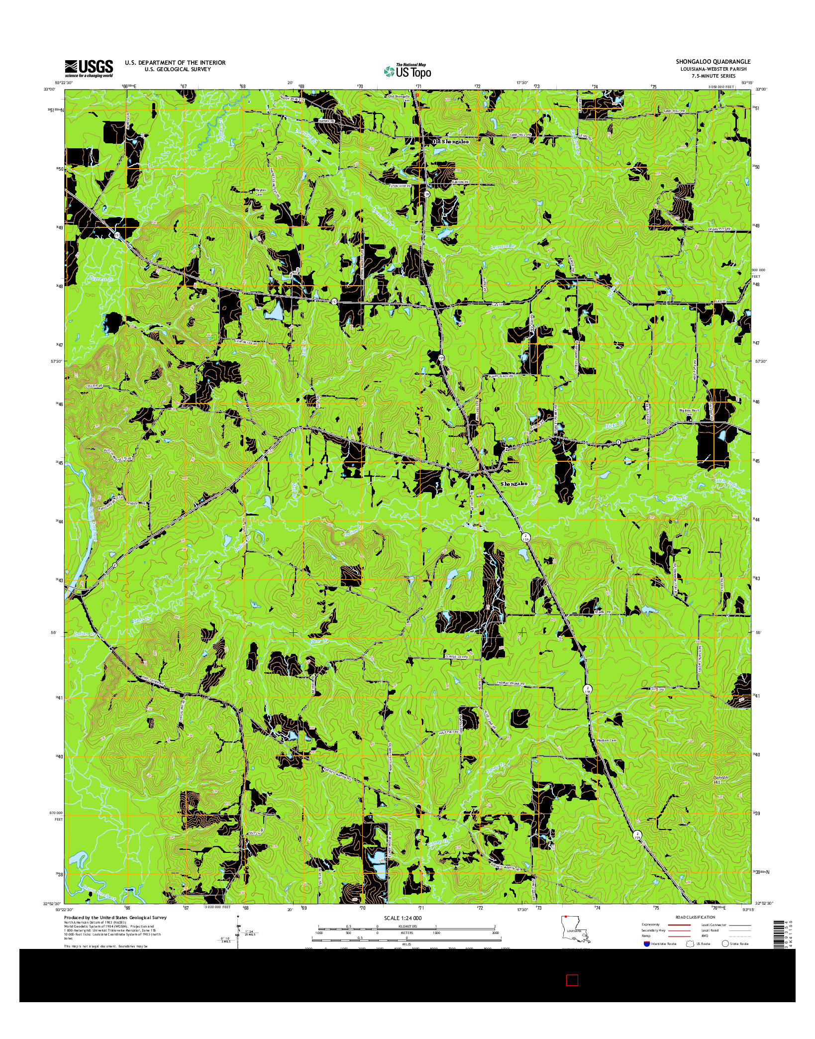 USGS US TOPO 7.5-MINUTE MAP FOR SHONGALOO, LA 2015