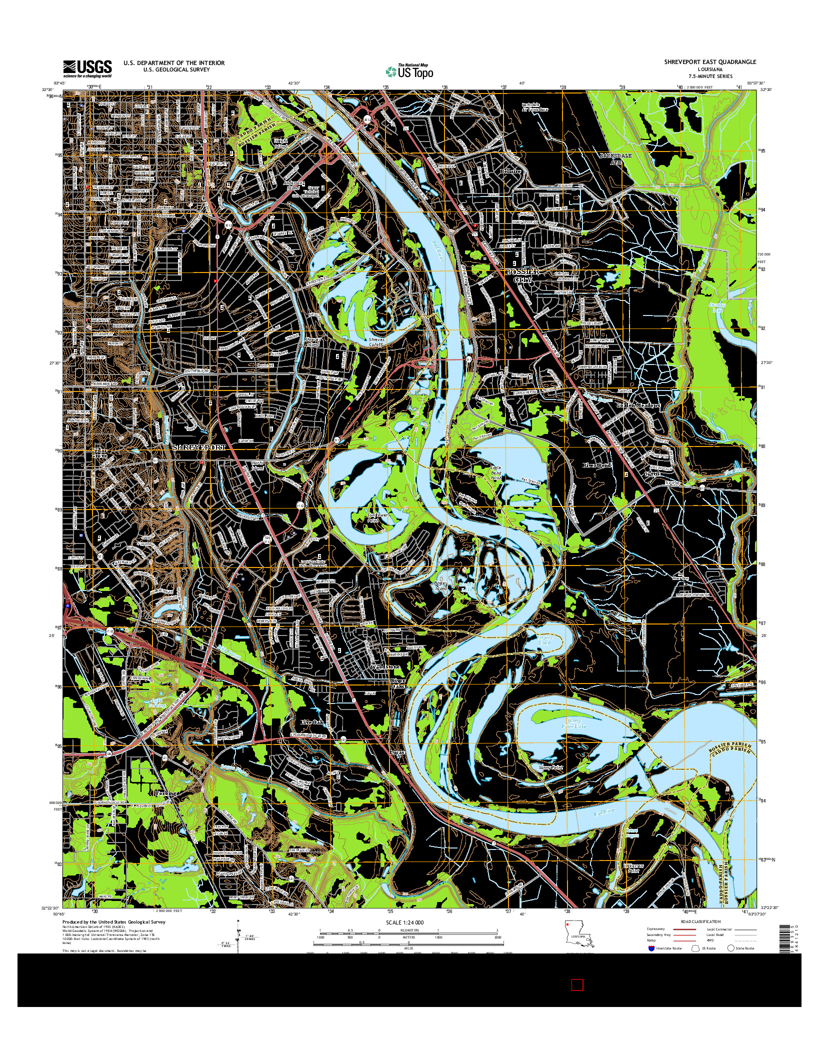 USGS US TOPO 7.5-MINUTE MAP FOR SHREVEPORT EAST, LA 2015