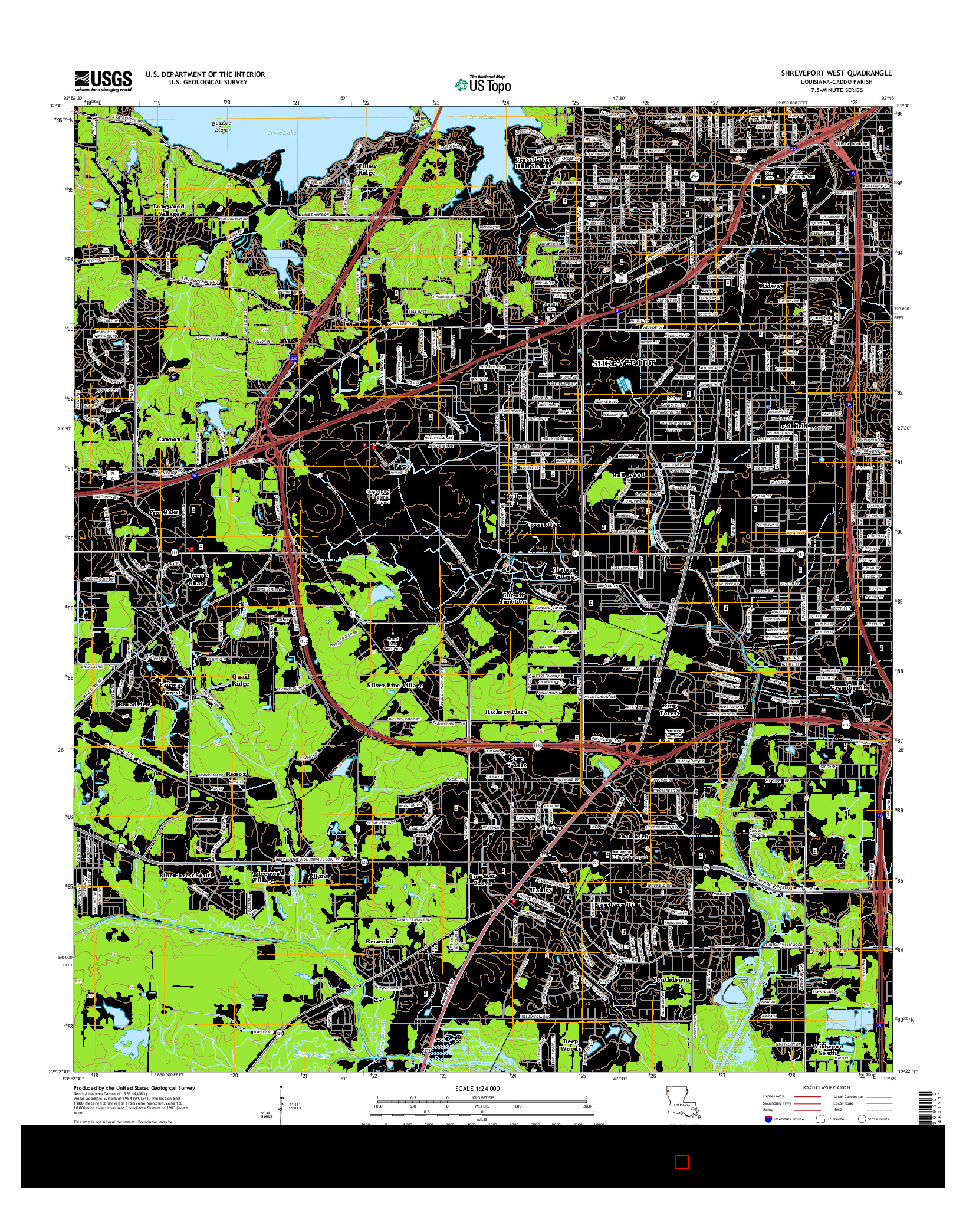 USGS US TOPO 7.5-MINUTE MAP FOR SHREVEPORT WEST, LA 2015