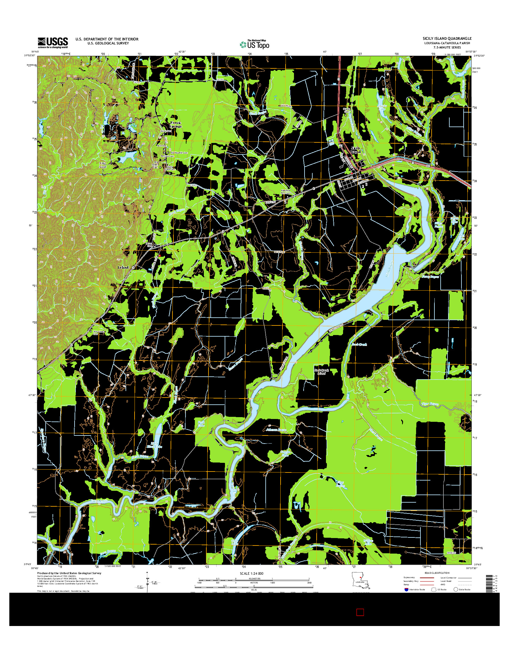 USGS US TOPO 7.5-MINUTE MAP FOR SICILY ISLAND, LA 2015