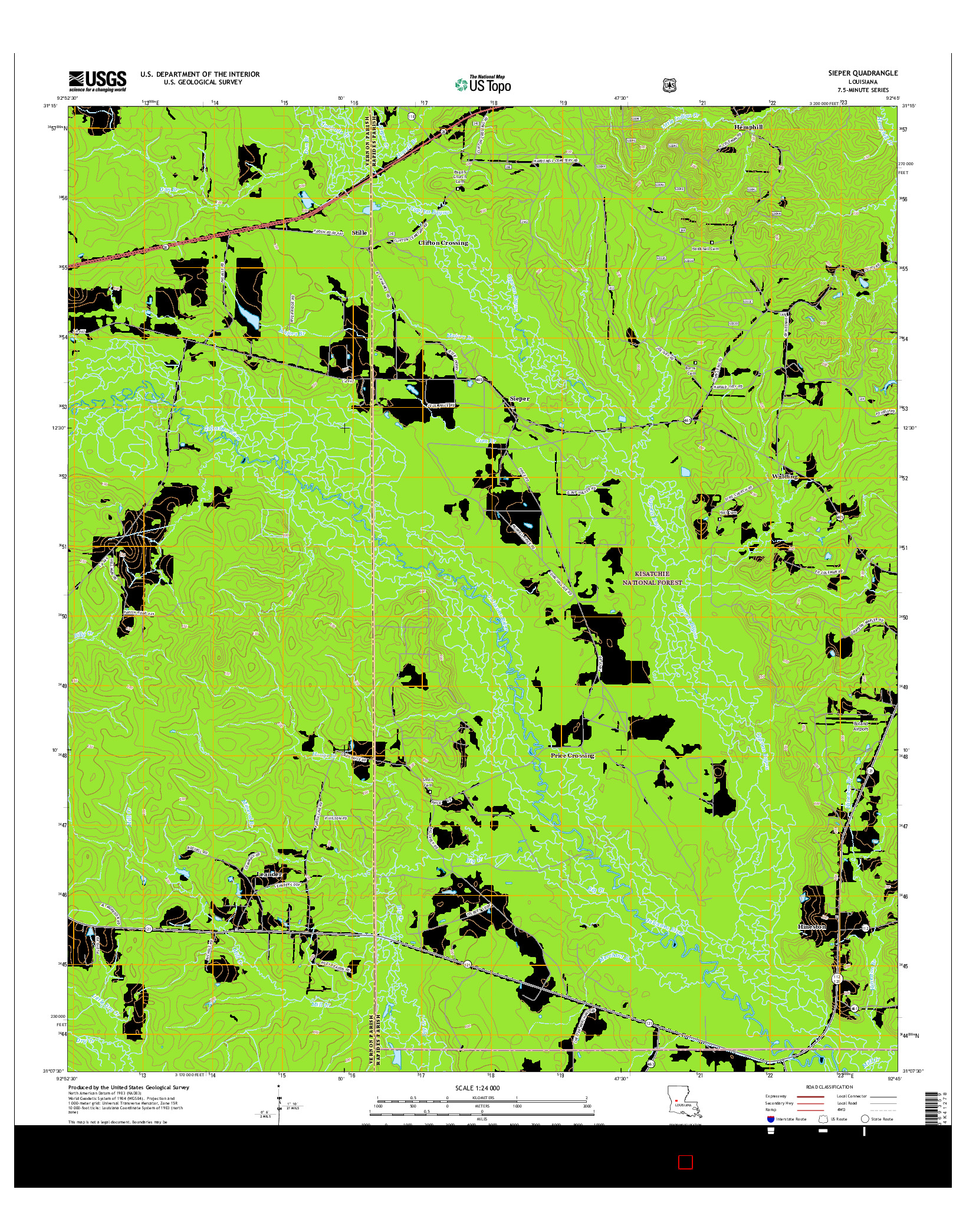 USGS US TOPO 7.5-MINUTE MAP FOR SIEPER, LA 2015