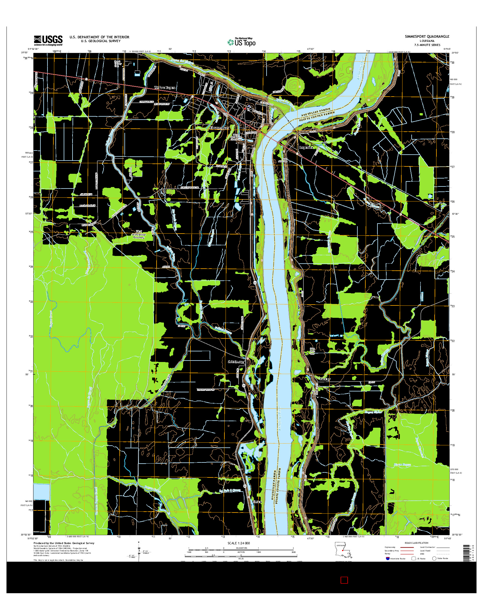 USGS US TOPO 7.5-MINUTE MAP FOR SIMMESPORT, LA 2015