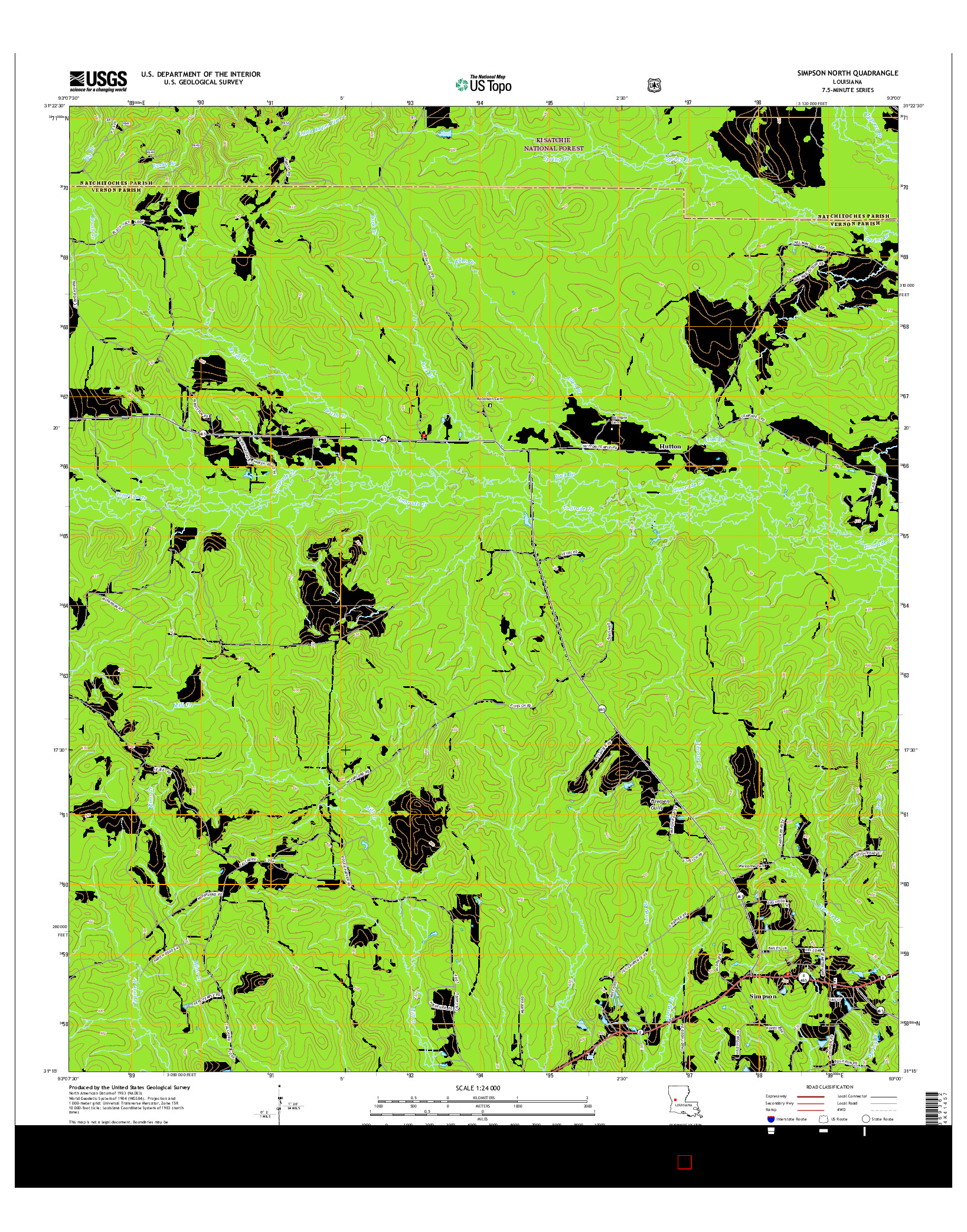 USGS US TOPO 7.5-MINUTE MAP FOR SIMPSON NORTH, LA 2015