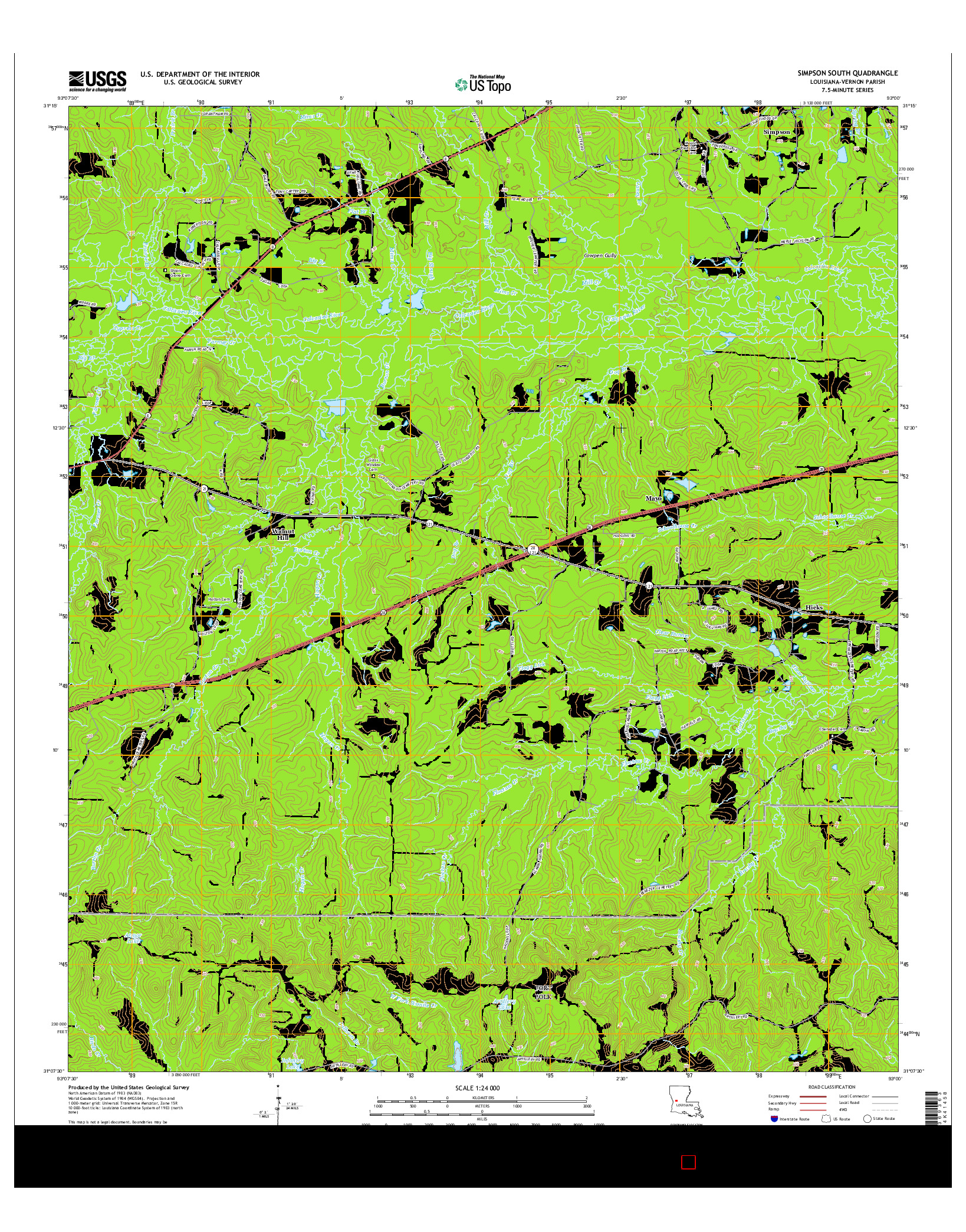 USGS US TOPO 7.5-MINUTE MAP FOR SIMPSON SOUTH, LA 2015