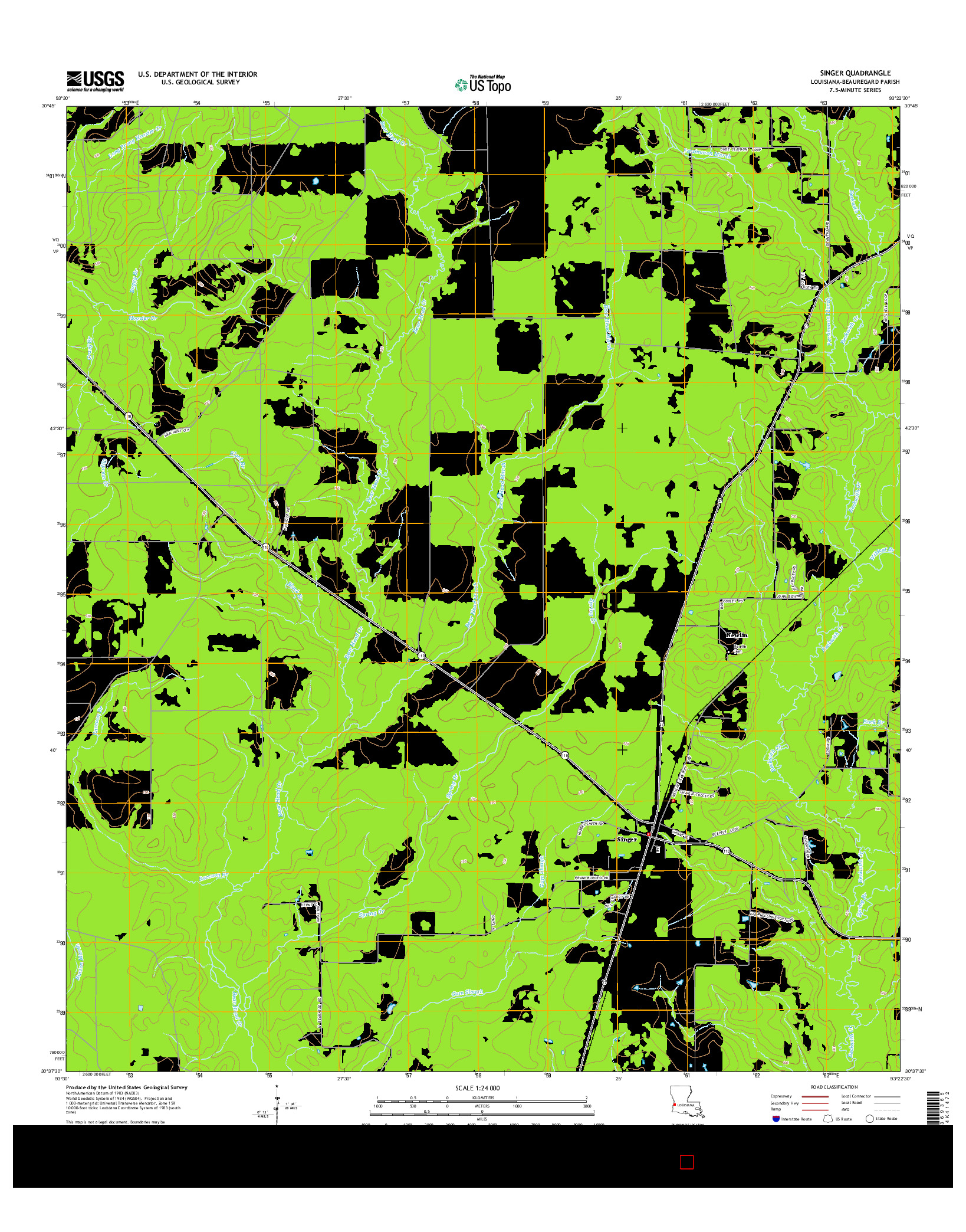 USGS US TOPO 7.5-MINUTE MAP FOR SINGER, LA 2015