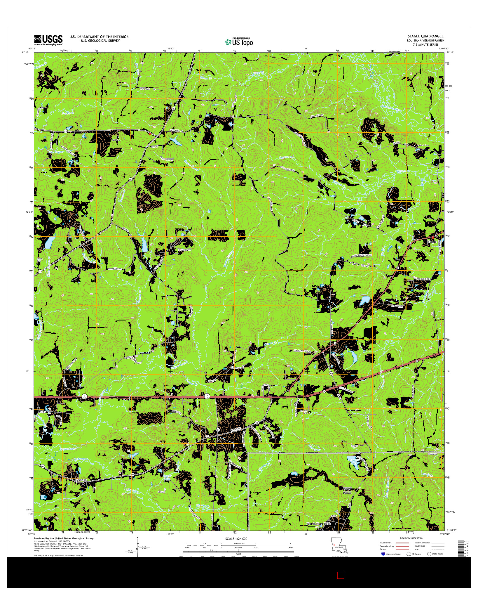 USGS US TOPO 7.5-MINUTE MAP FOR SLAGLE, LA 2015