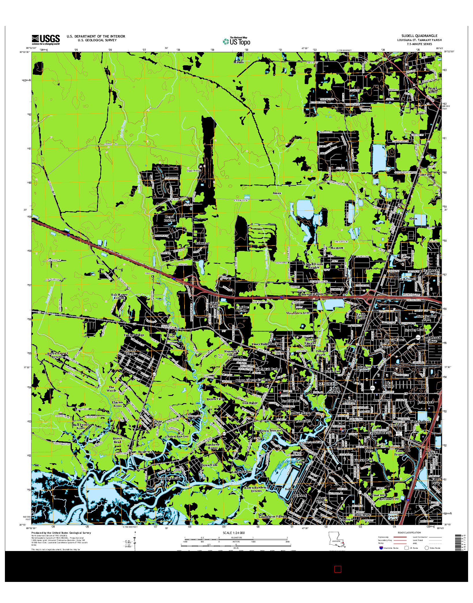 USGS US TOPO 7.5-MINUTE MAP FOR SLIDELL, LA 2015