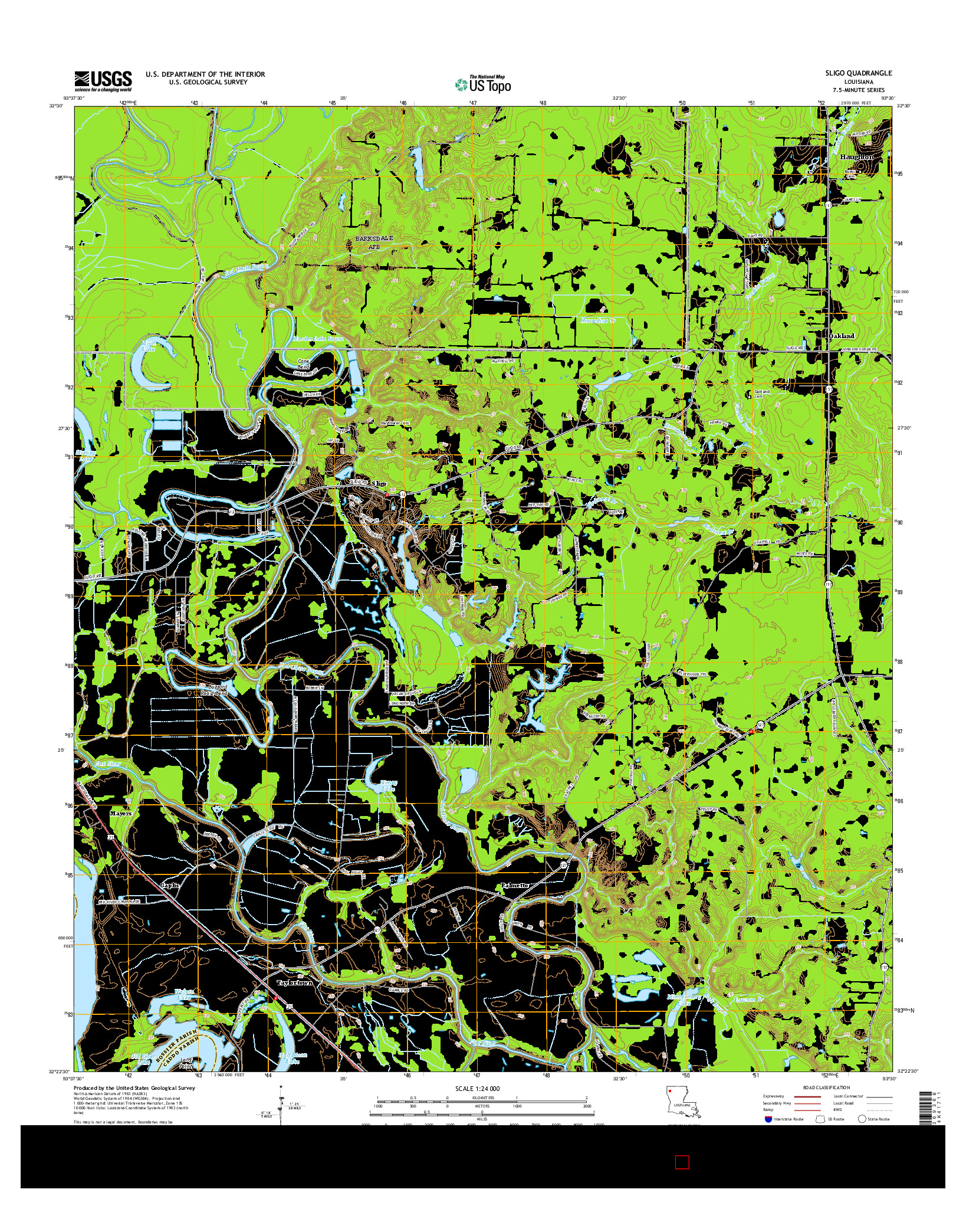 USGS US TOPO 7.5-MINUTE MAP FOR SLIGO, LA 2015