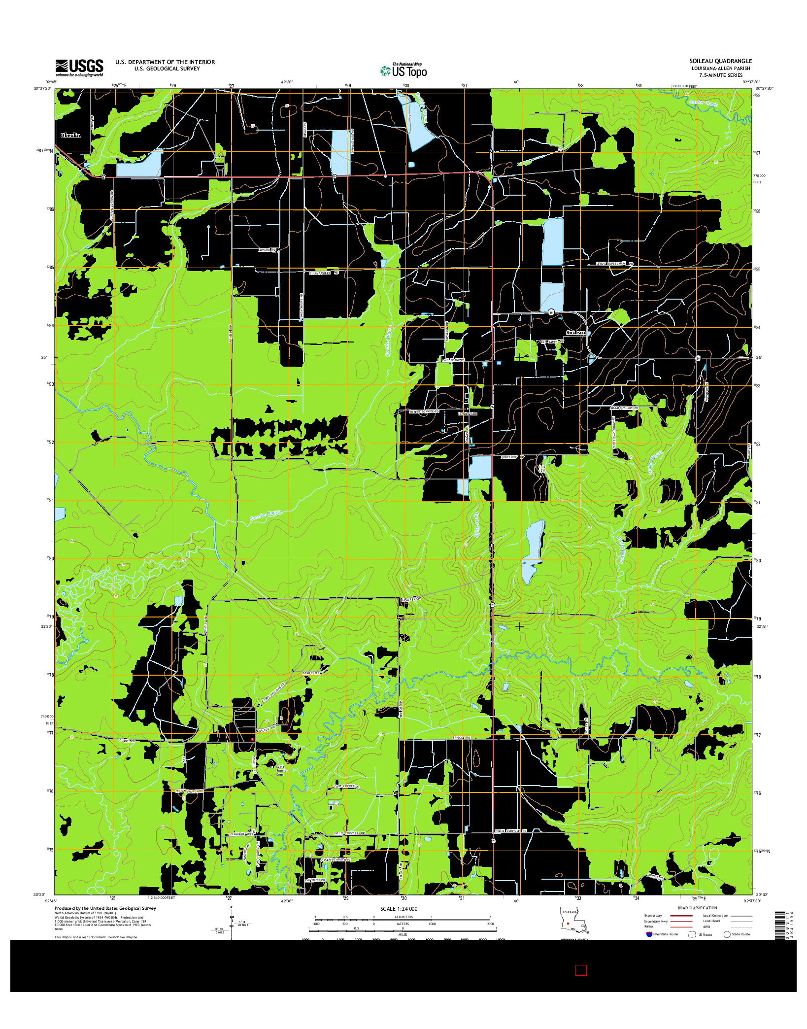 USGS US TOPO 7.5-MINUTE MAP FOR SOILEAU, LA 2015