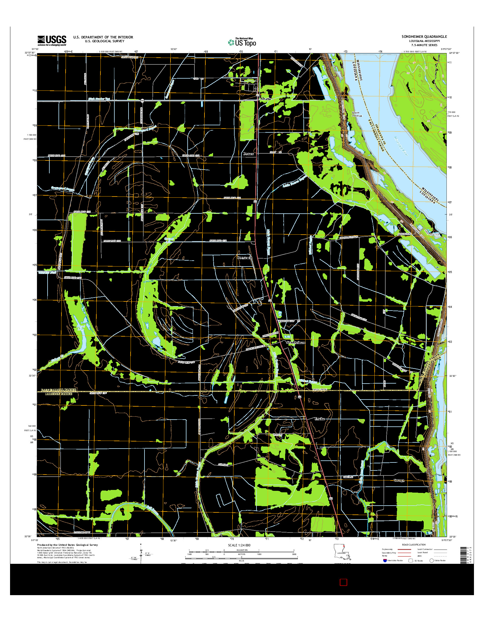 USGS US TOPO 7.5-MINUTE MAP FOR SONDHEIMER, LA-MS 2015