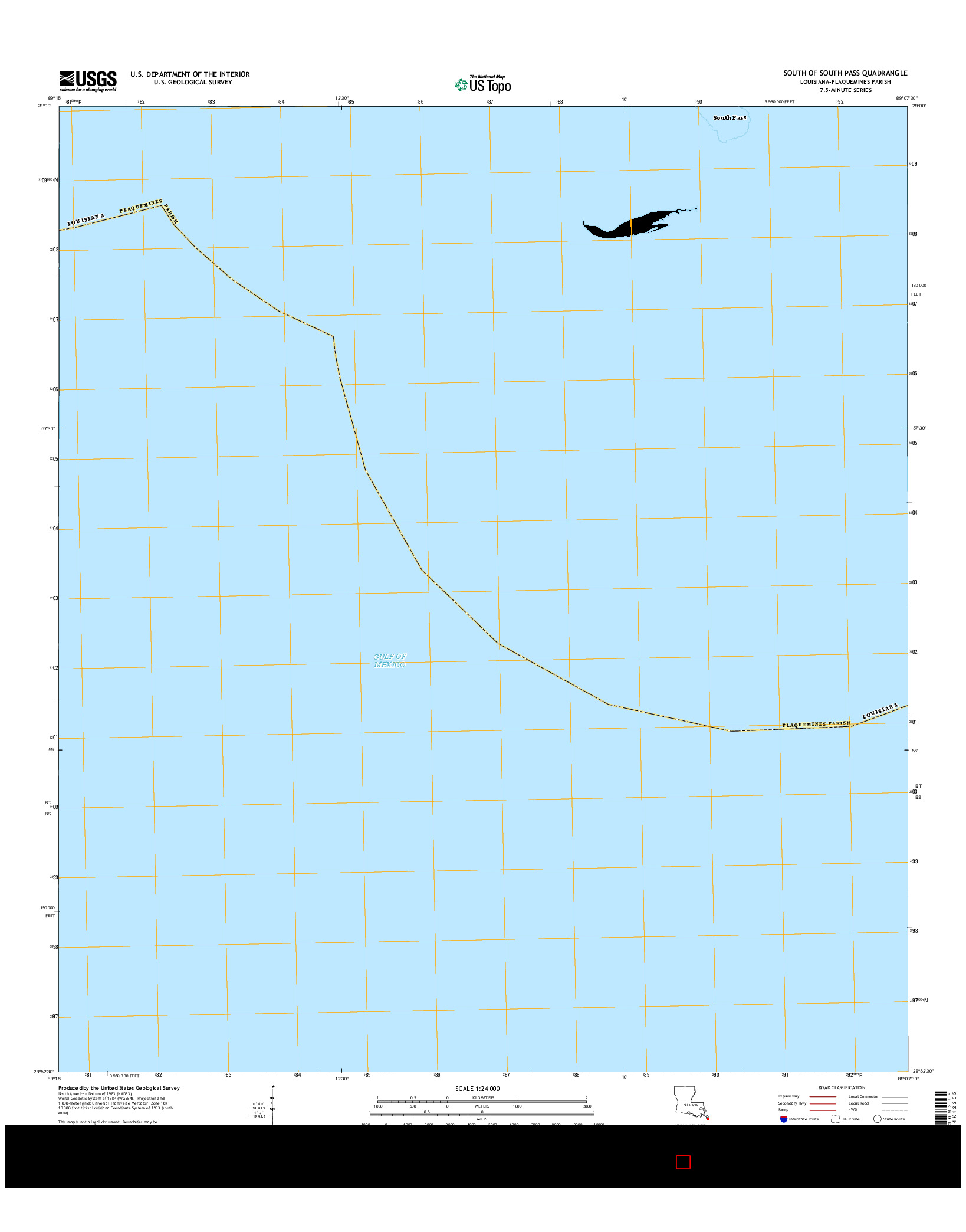 USGS US TOPO 7.5-MINUTE MAP FOR SOUTH OF SOUTH PASS, LA 2015