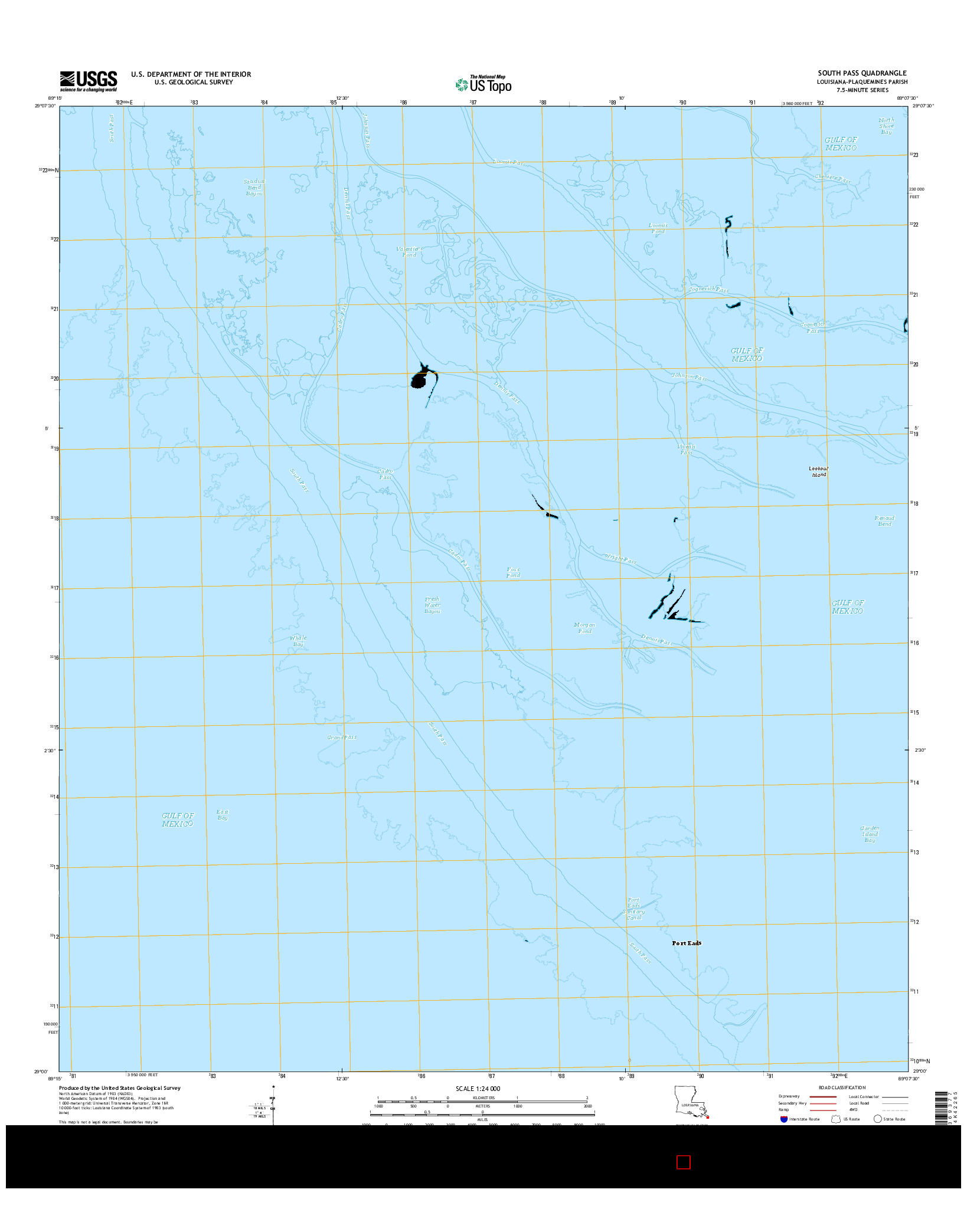 USGS US TOPO 7.5-MINUTE MAP FOR SOUTH PASS, LA 2015
