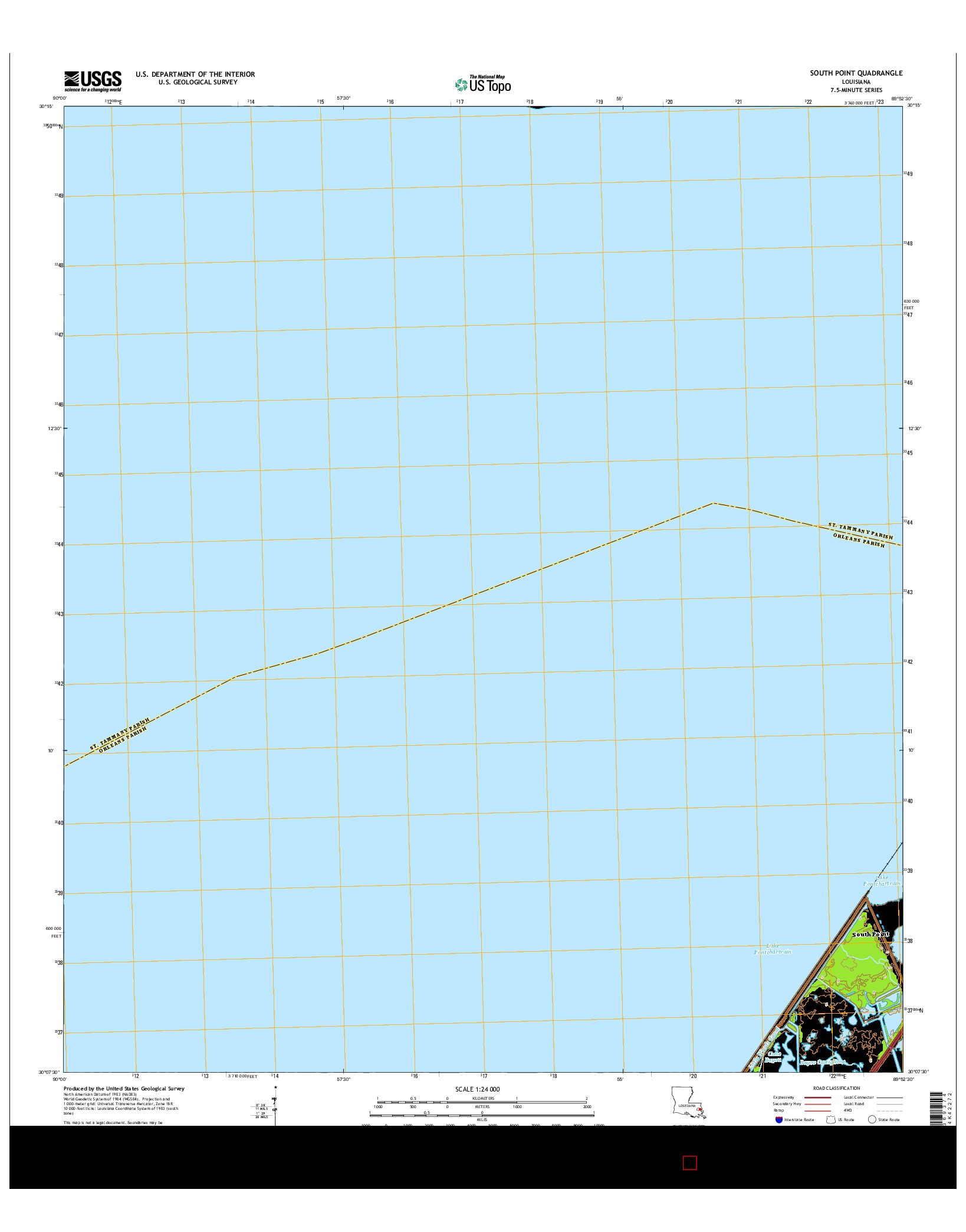 USGS US TOPO 7.5-MINUTE MAP FOR SOUTH POINT, LA 2015