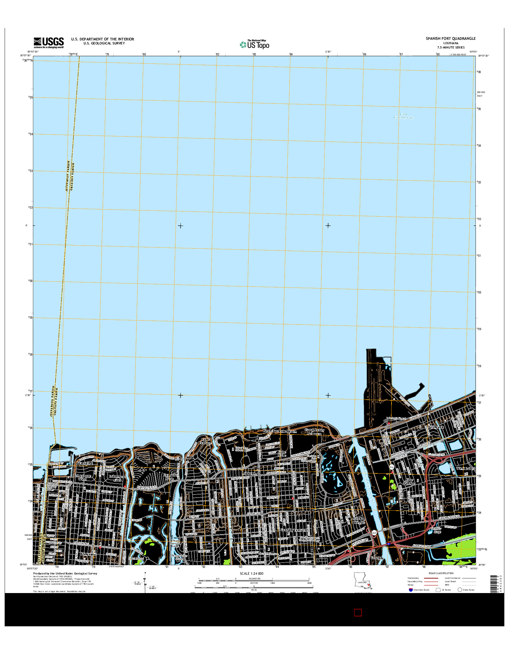 USGS US TOPO 7.5-MINUTE MAP FOR SPANISH FORT, LA 2015