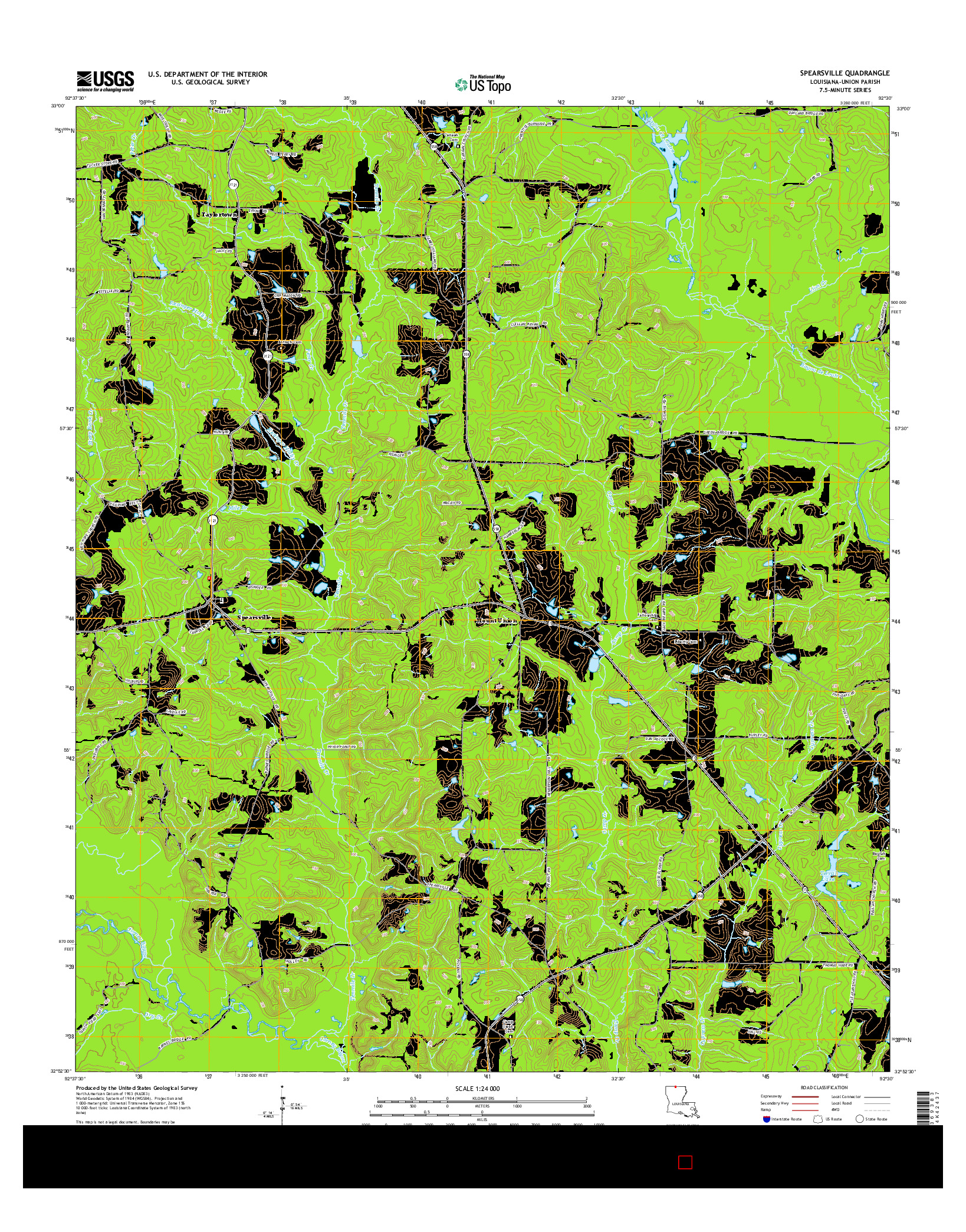 USGS US TOPO 7.5-MINUTE MAP FOR SPEARSVILLE, LA 2015