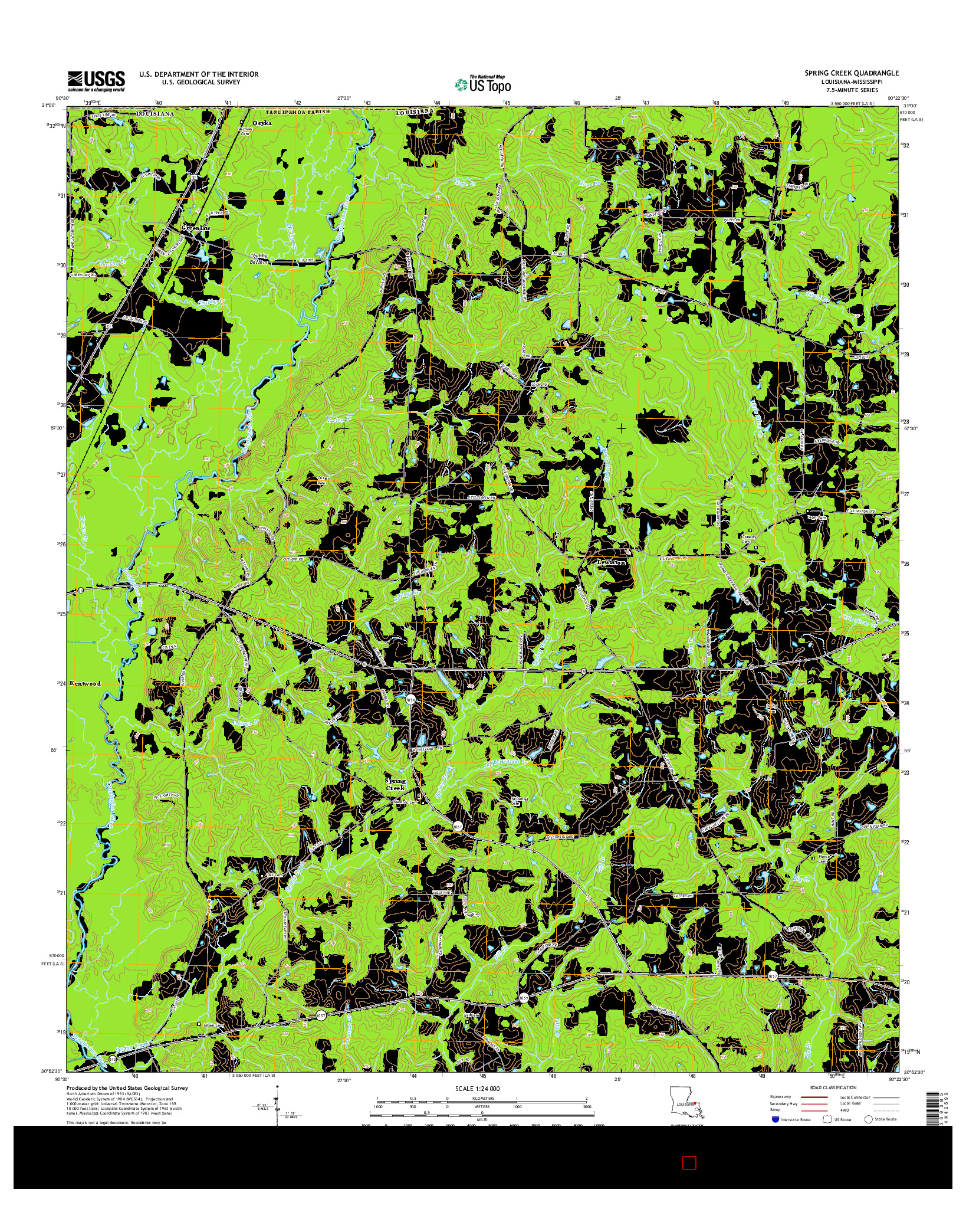 USGS US TOPO 7.5-MINUTE MAP FOR SPRING CREEK, LA-MS 2015