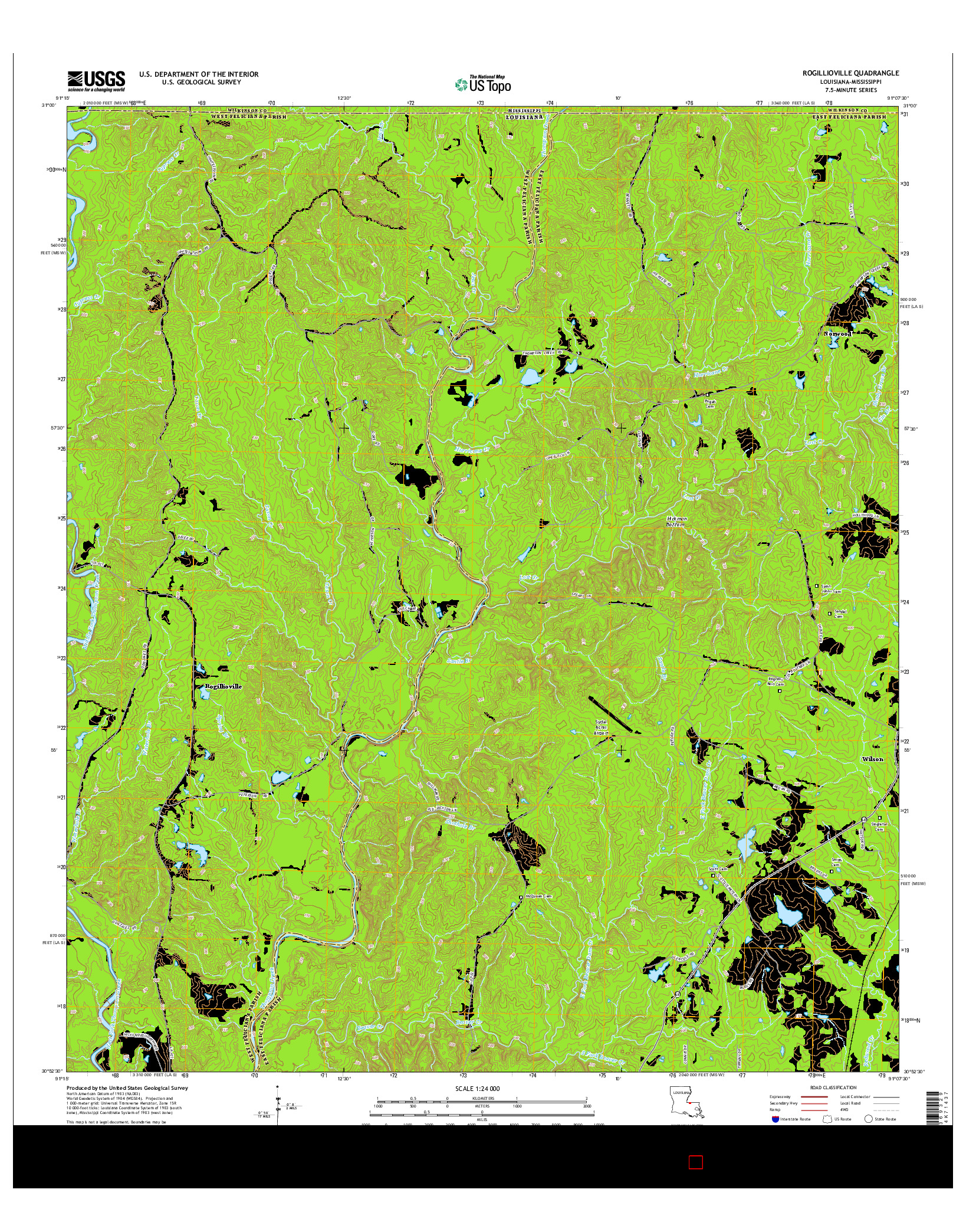USGS US TOPO 7.5-MINUTE MAP FOR ROGILLIOVILLE, LA-MS 2015