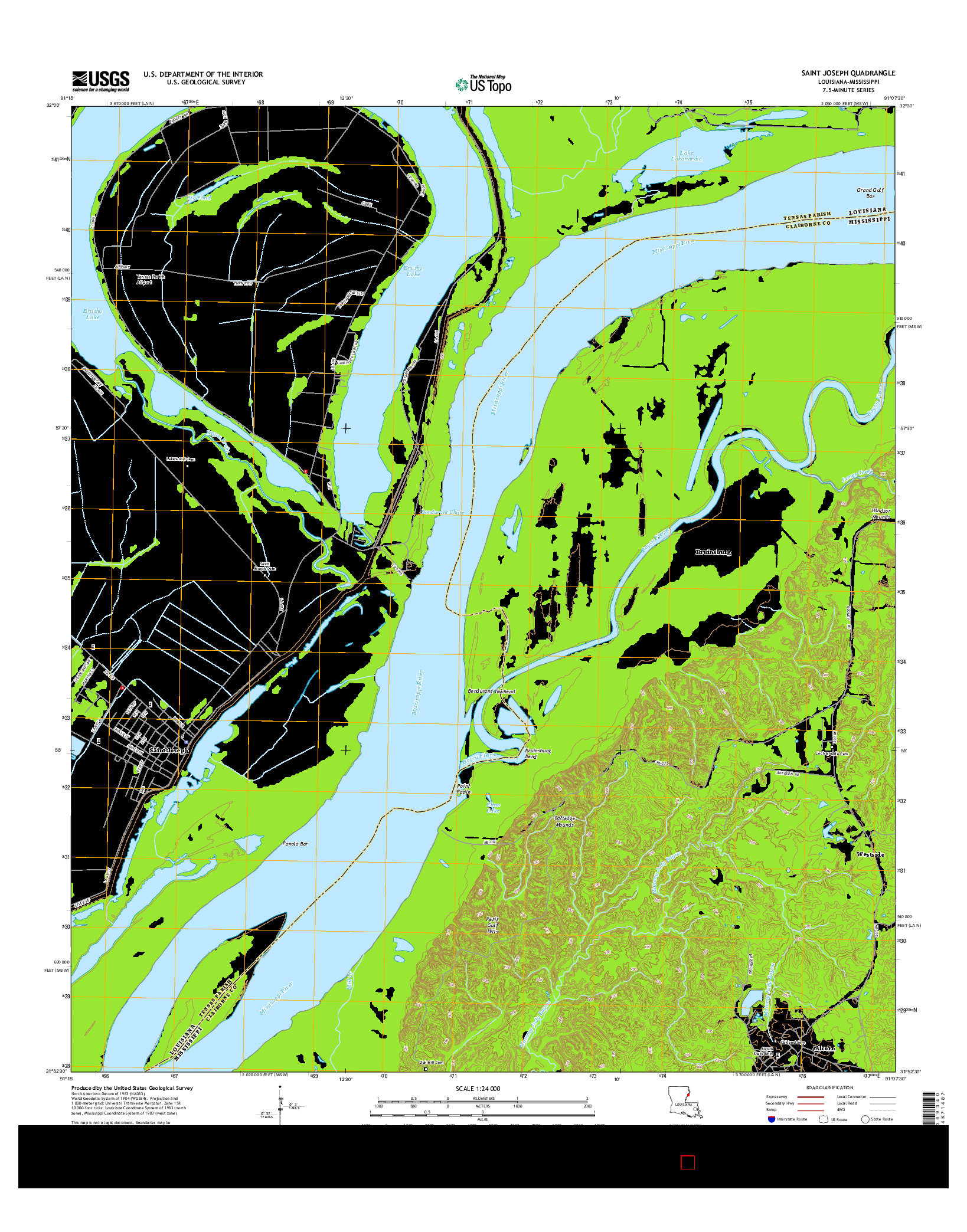 USGS US TOPO 7.5-MINUTE MAP FOR SAINT JOSEPH, LA-MS 2015