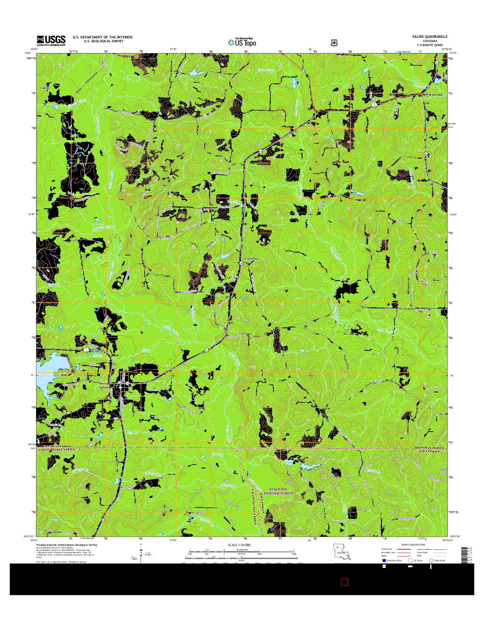 USGS US TOPO 7.5-MINUTE MAP FOR SALINE, LA 2015