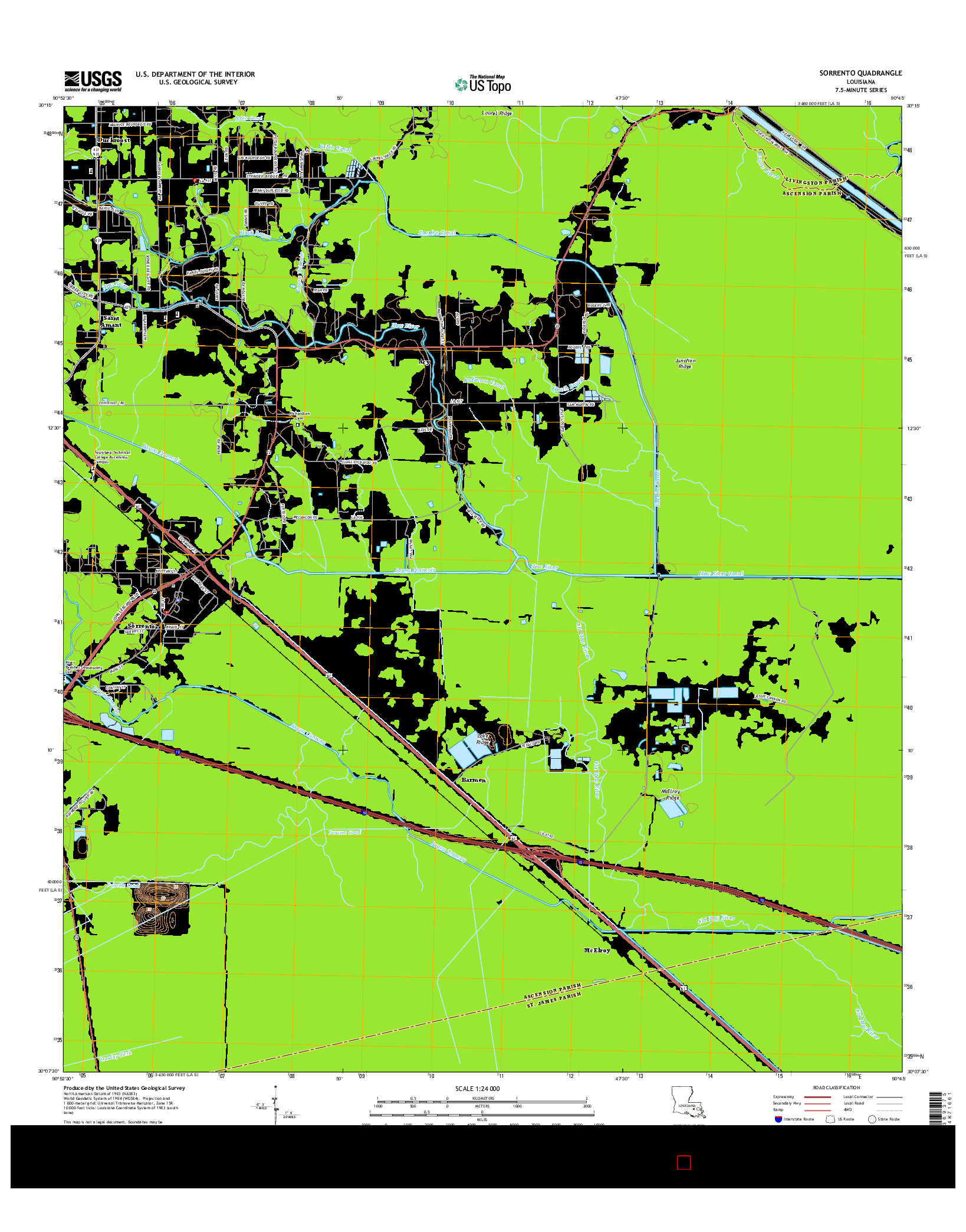USGS US TOPO 7.5-MINUTE MAP FOR SORRENTO, LA 2015