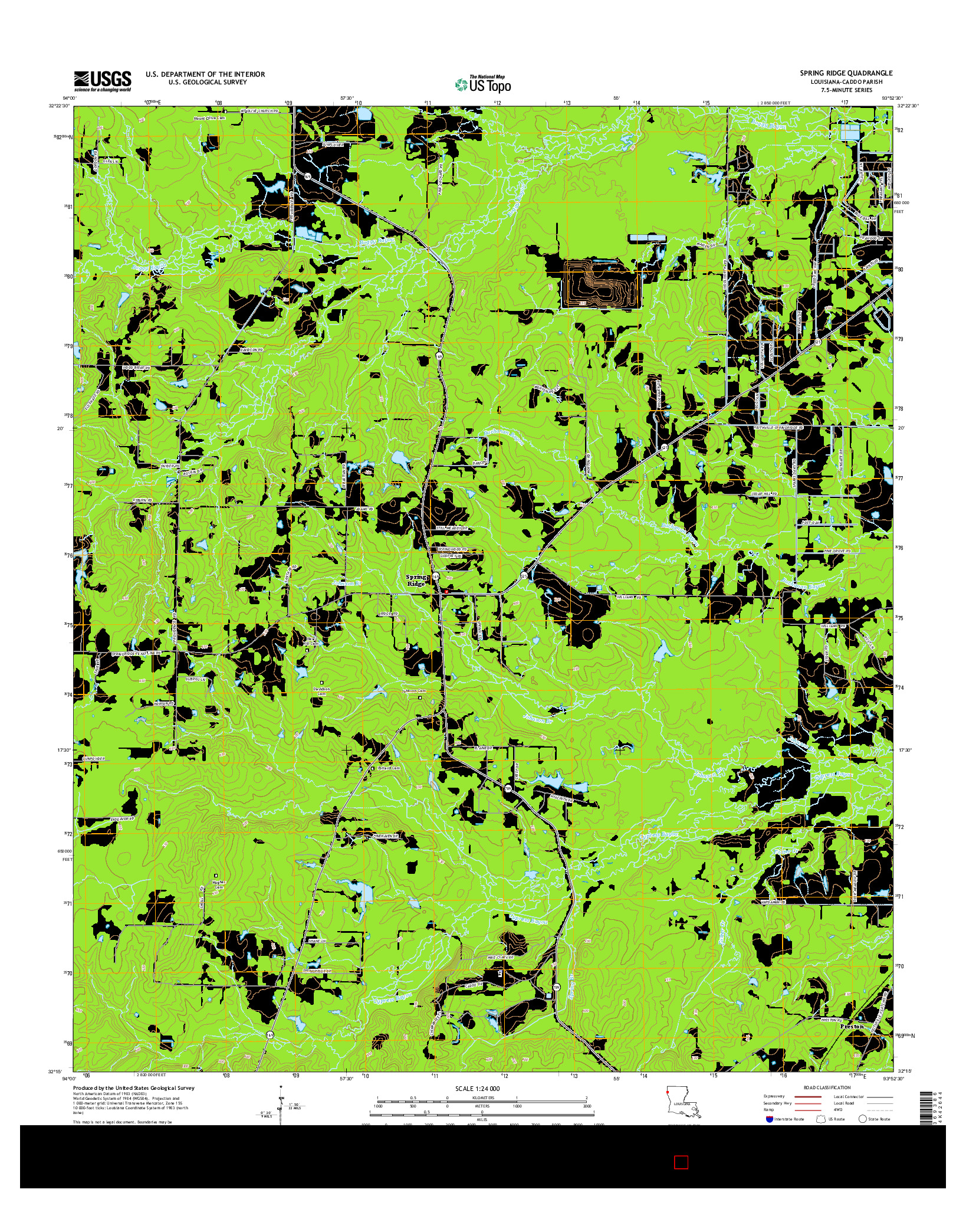 USGS US TOPO 7.5-MINUTE MAP FOR SPRING RIDGE, LA 2015