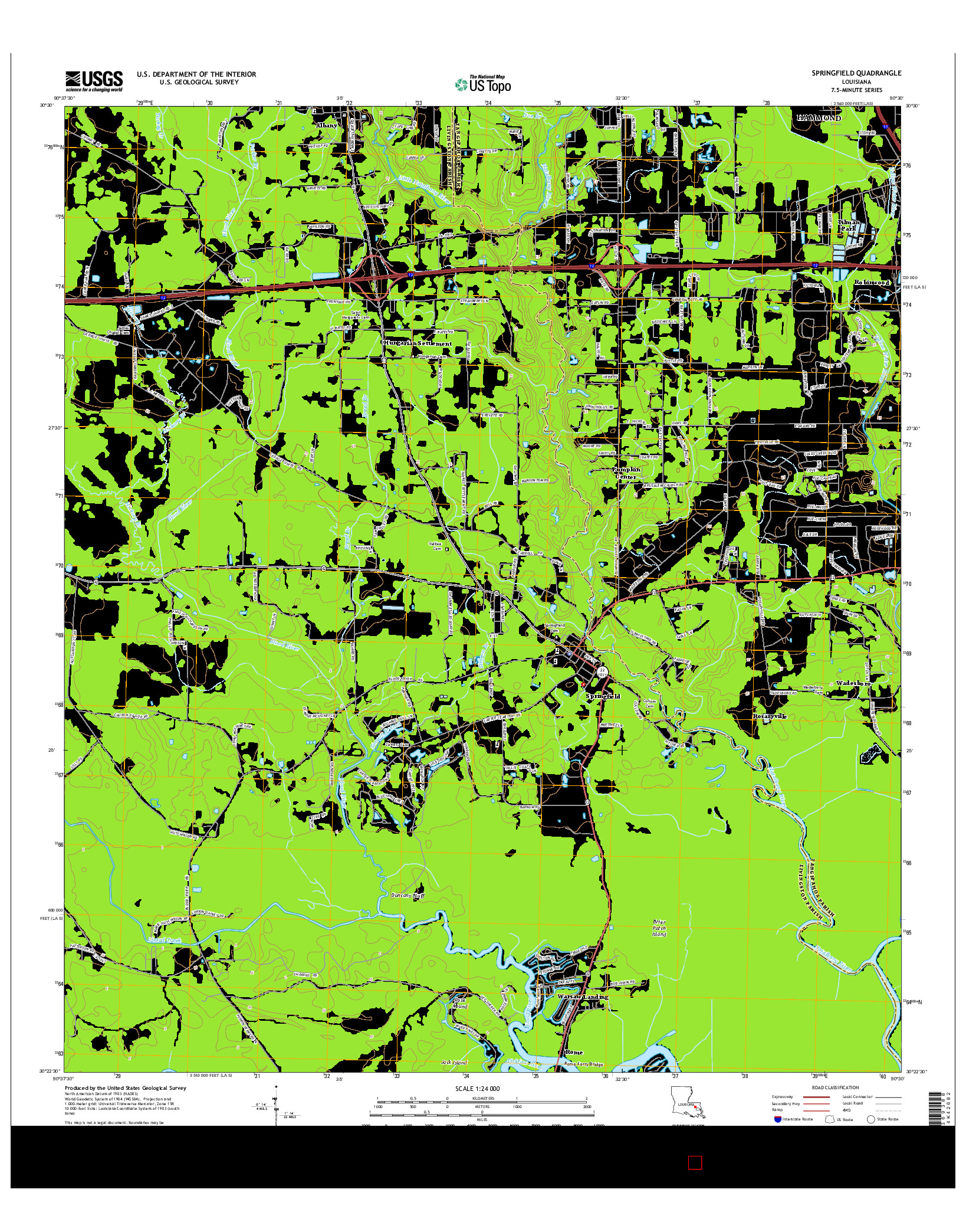 USGS US TOPO 7.5-MINUTE MAP FOR SPRINGFIELD, LA 2015