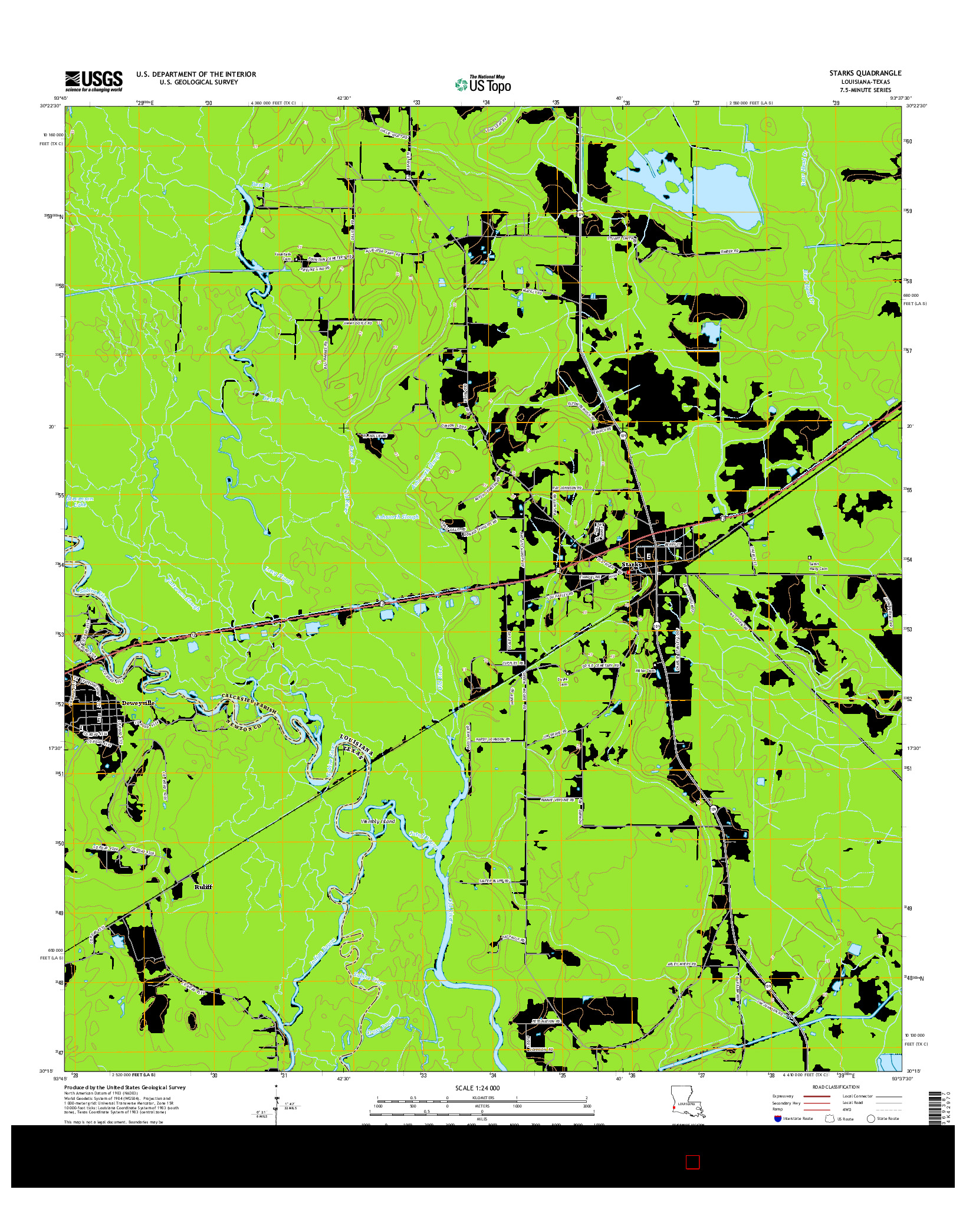 USGS US TOPO 7.5-MINUTE MAP FOR STARKS, LA-TX 2015