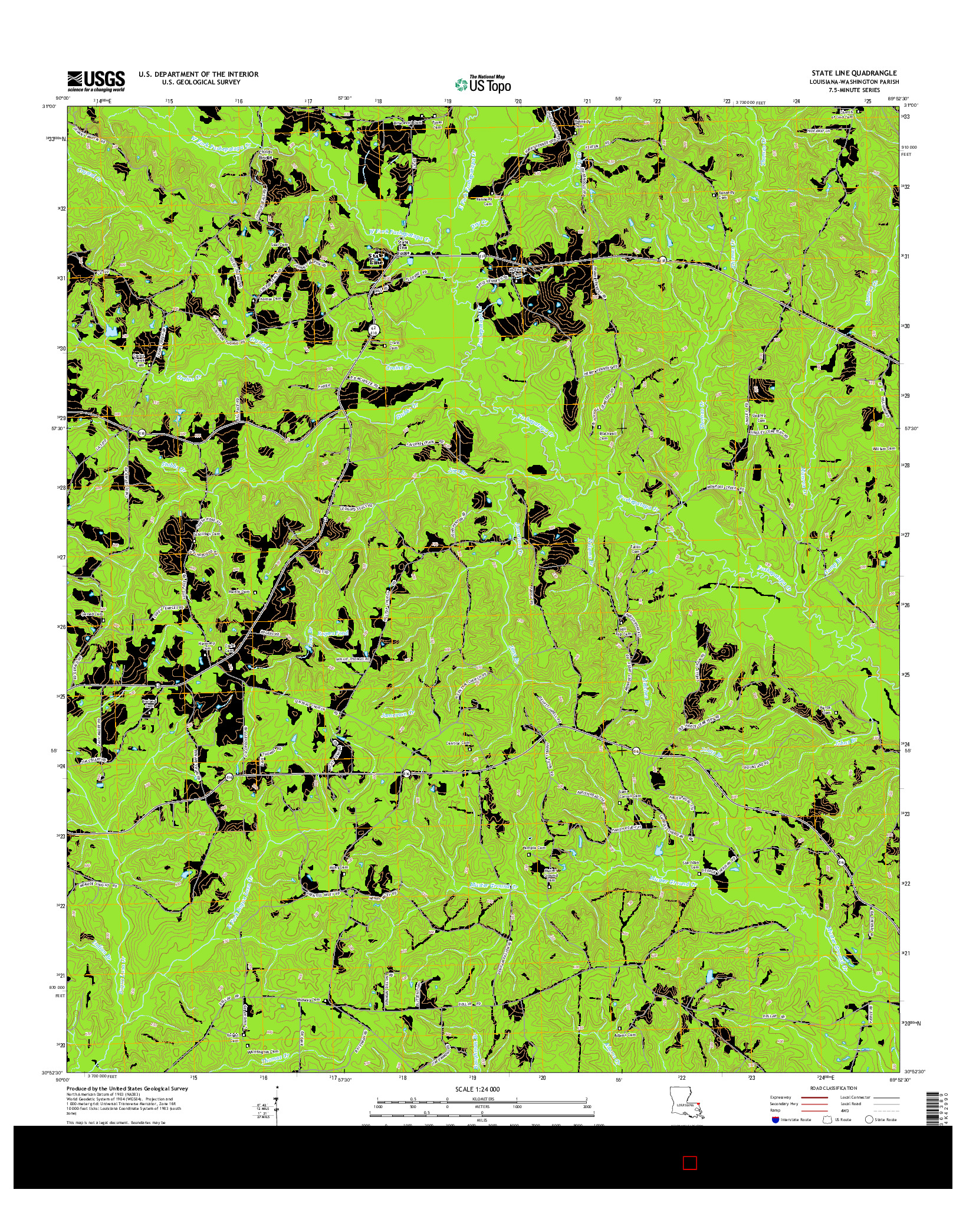 USGS US TOPO 7.5-MINUTE MAP FOR STATE LINE, LA 2015