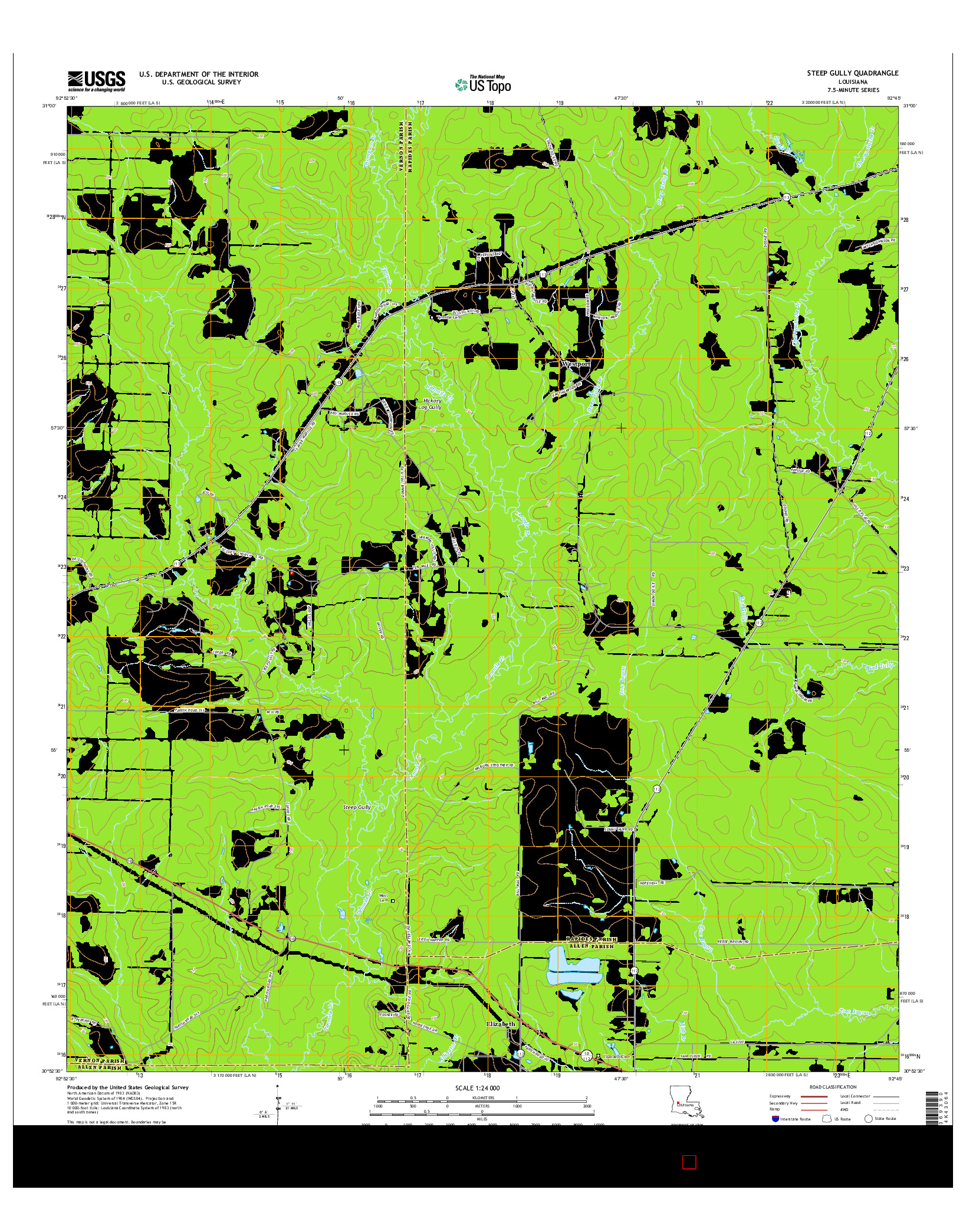 USGS US TOPO 7.5-MINUTE MAP FOR STEEP GULLY, LA 2015